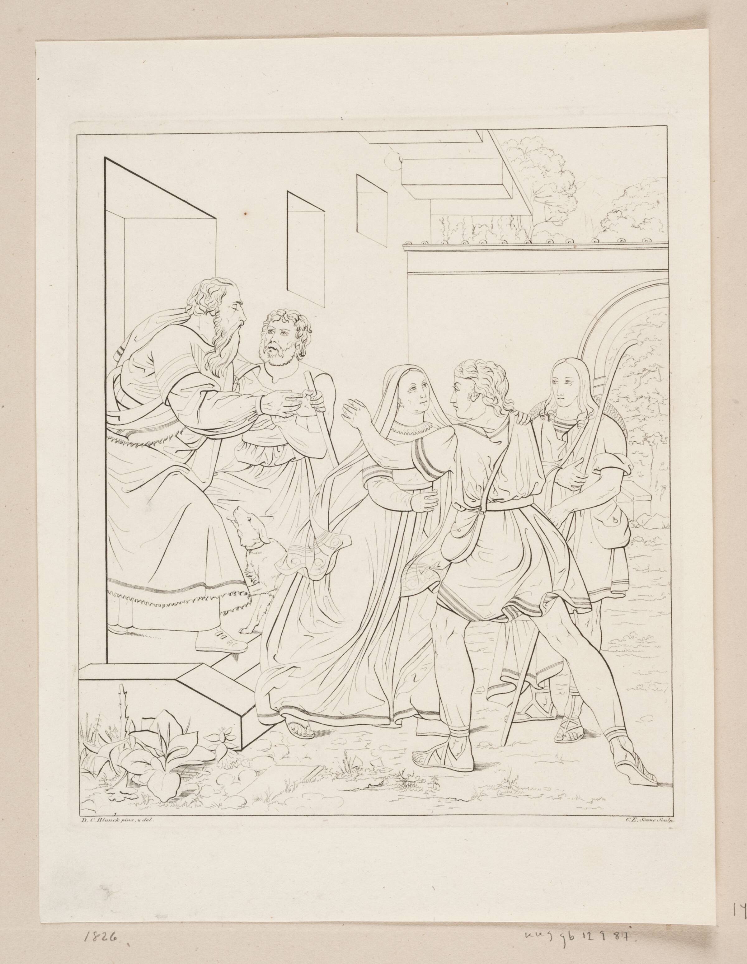 Scene af Tobias` Historie, Edvard Sonne, 1826