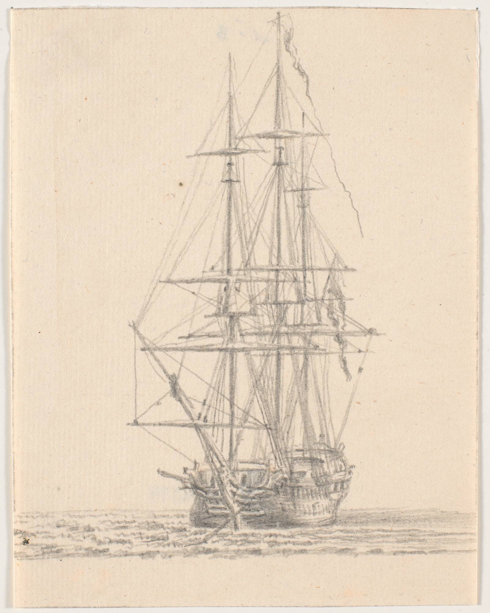 Marineskib med strøgne sejl, C.A. Lorentzen, 1746-1828