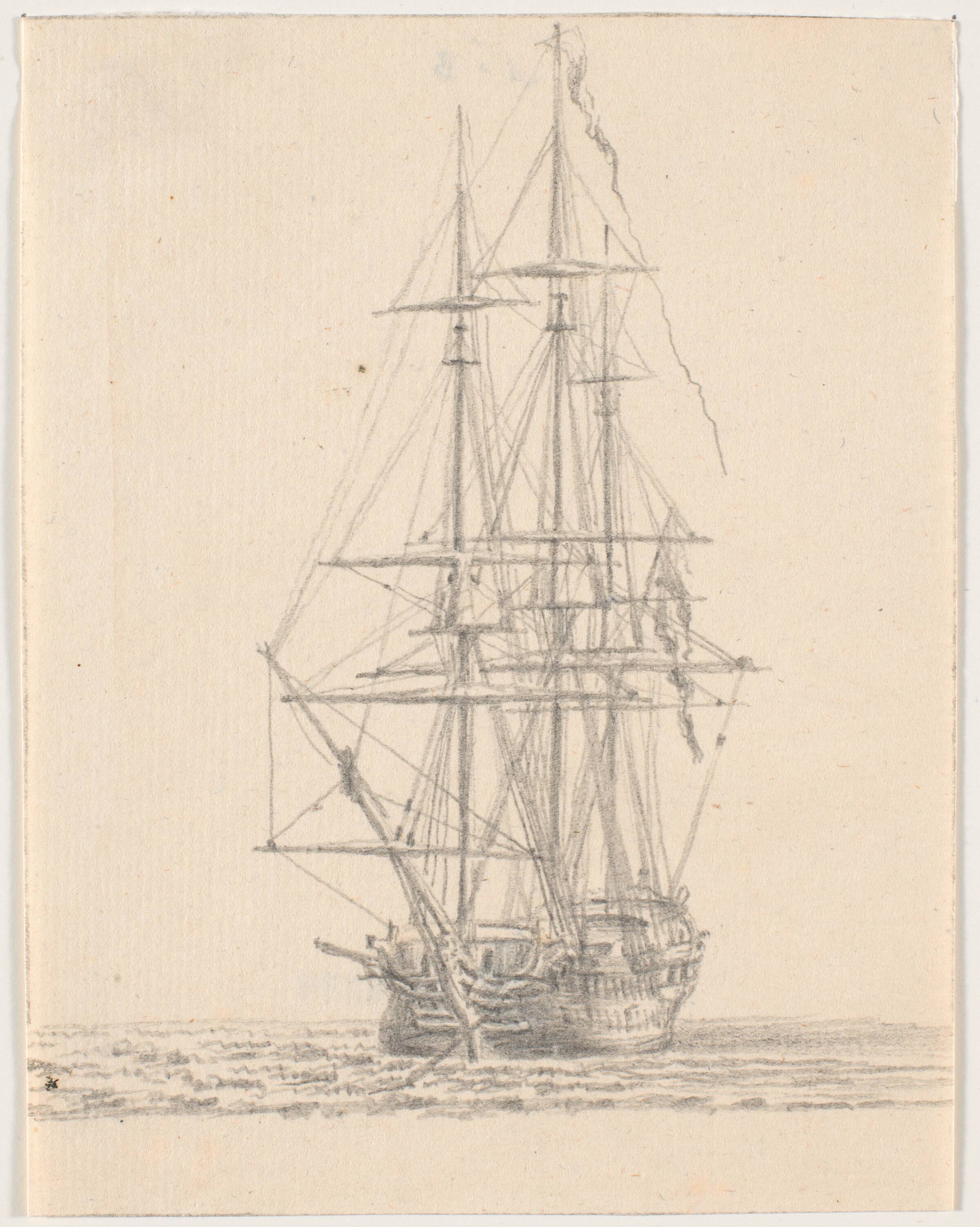 Marineskib med strøgne sejl, C.A. Lorentzen, 1746-1828