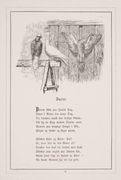 Duerne. Illustration til H.V. Kaalund, "Fabler for Børn"