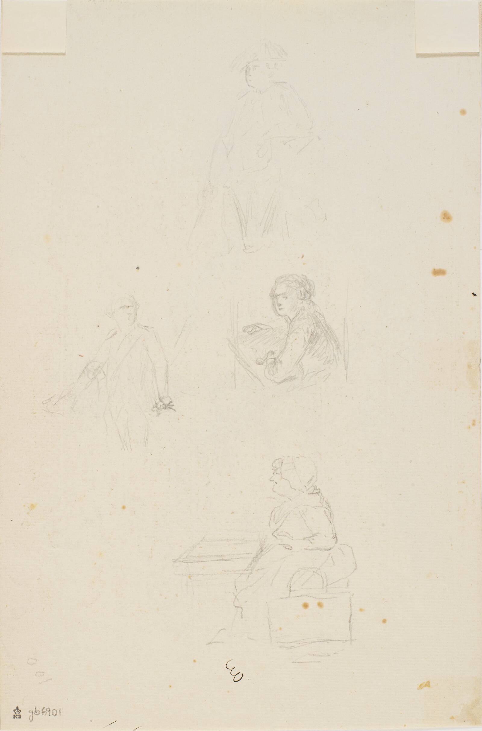 Fire figurstudier, C.A. Lorentzen, 1760-1780