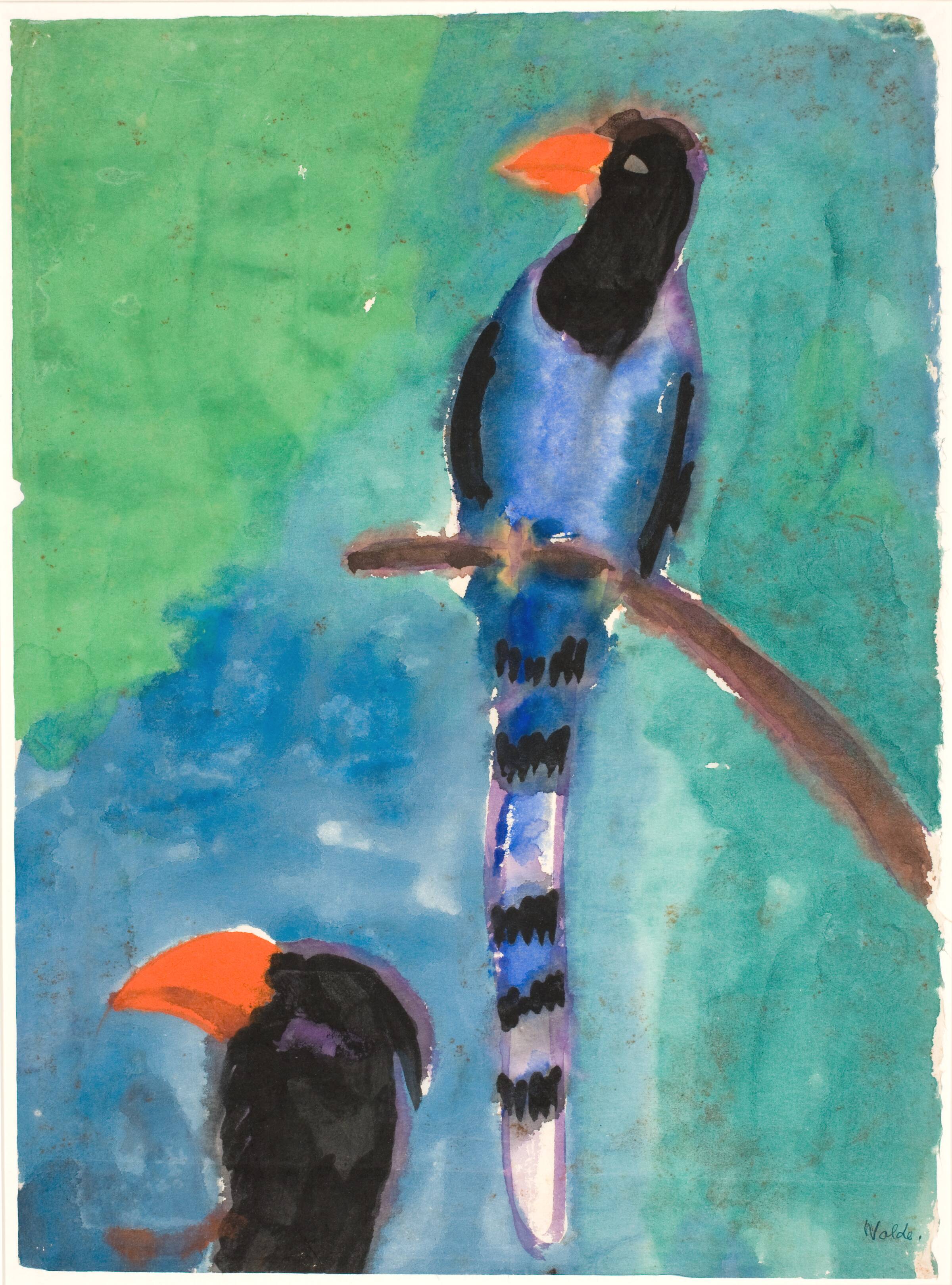 Eksotisk fugl [indisk skade]. Gentagelse af hovedet, Emil Nolde, 1928-1931