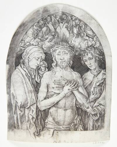 Kristus som smertensmand, mellem Maria og Johannes