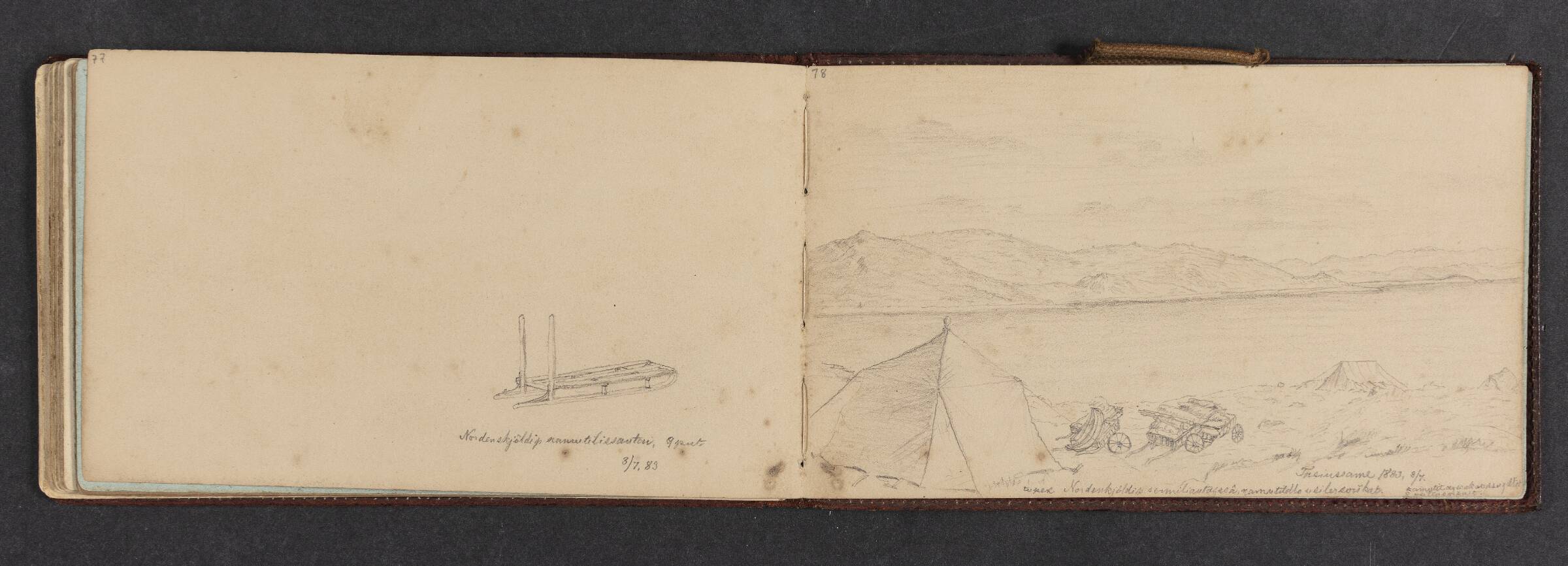 Skitse af en slæde, Lars Møller, 1883