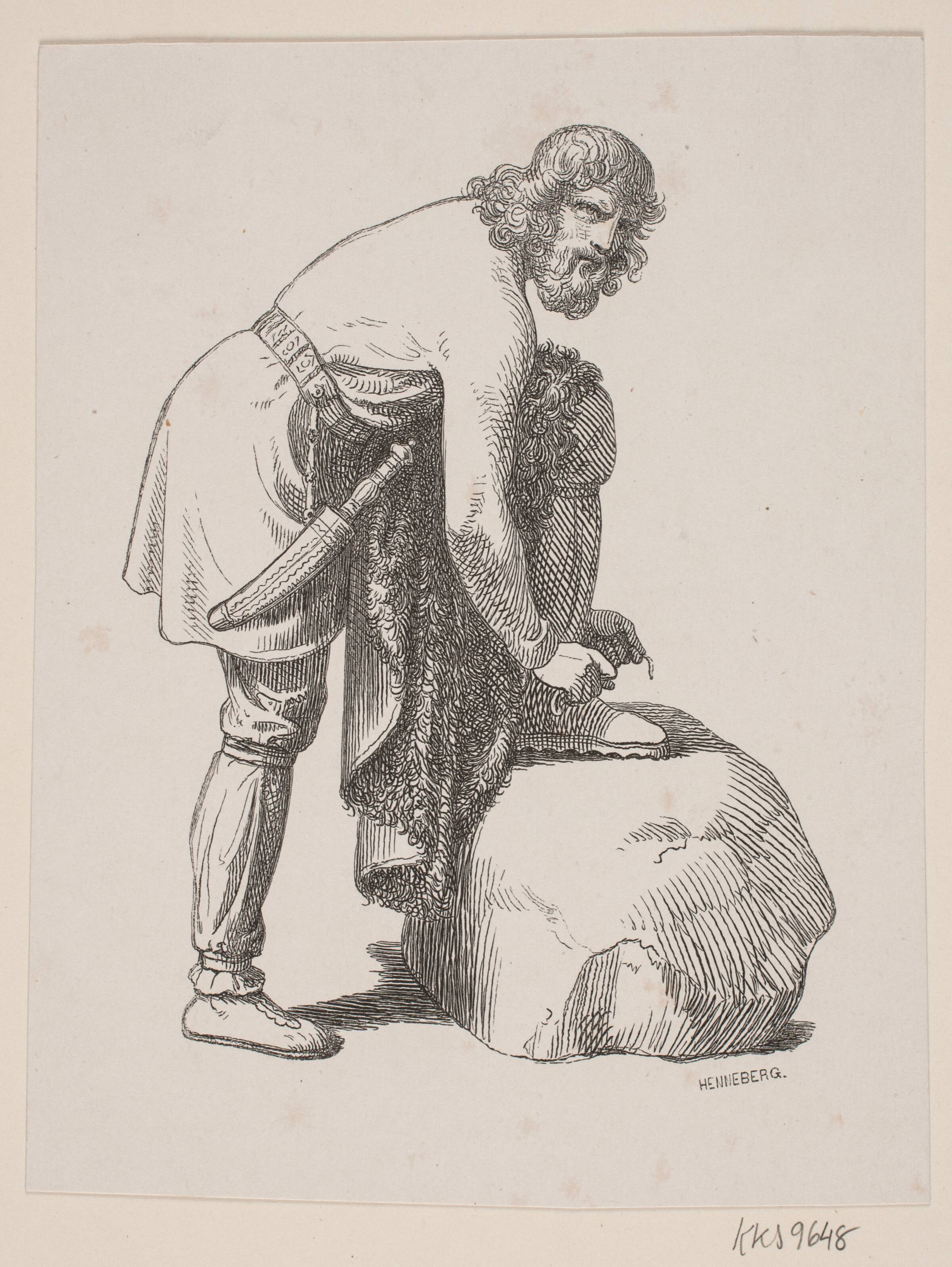 Vidar. Illustration til Fabricius' Danmarks historie 1, 143., H.C. Henneberg, 1854