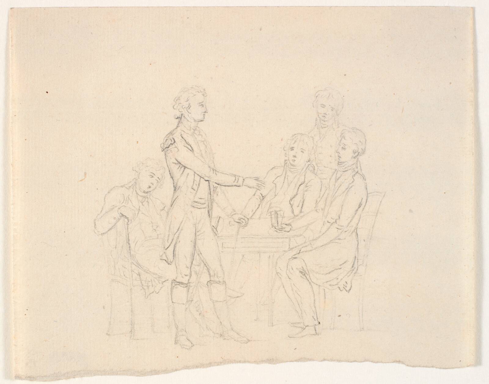 Fem herrer omkring et bord, C.A. Lorentzen, 1746-1828
