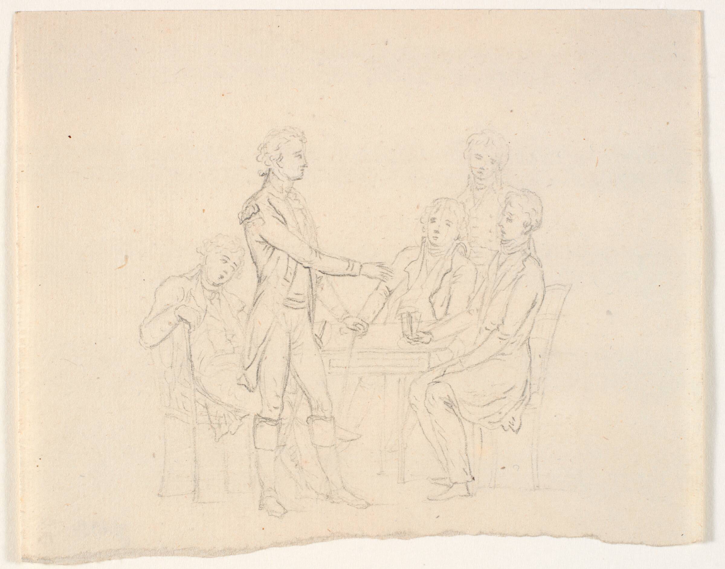 Fem herrer omkring et bord, C.A. Lorentzen, 1746-1828