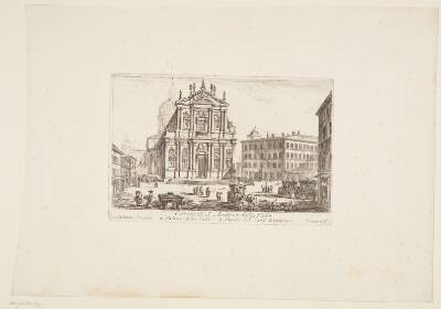 S. Andrea delle valle-kirken. 1. Palazzo Truglia. 2. Palazzo della Valle. 3. S. Carlo de Catenari's kuppel