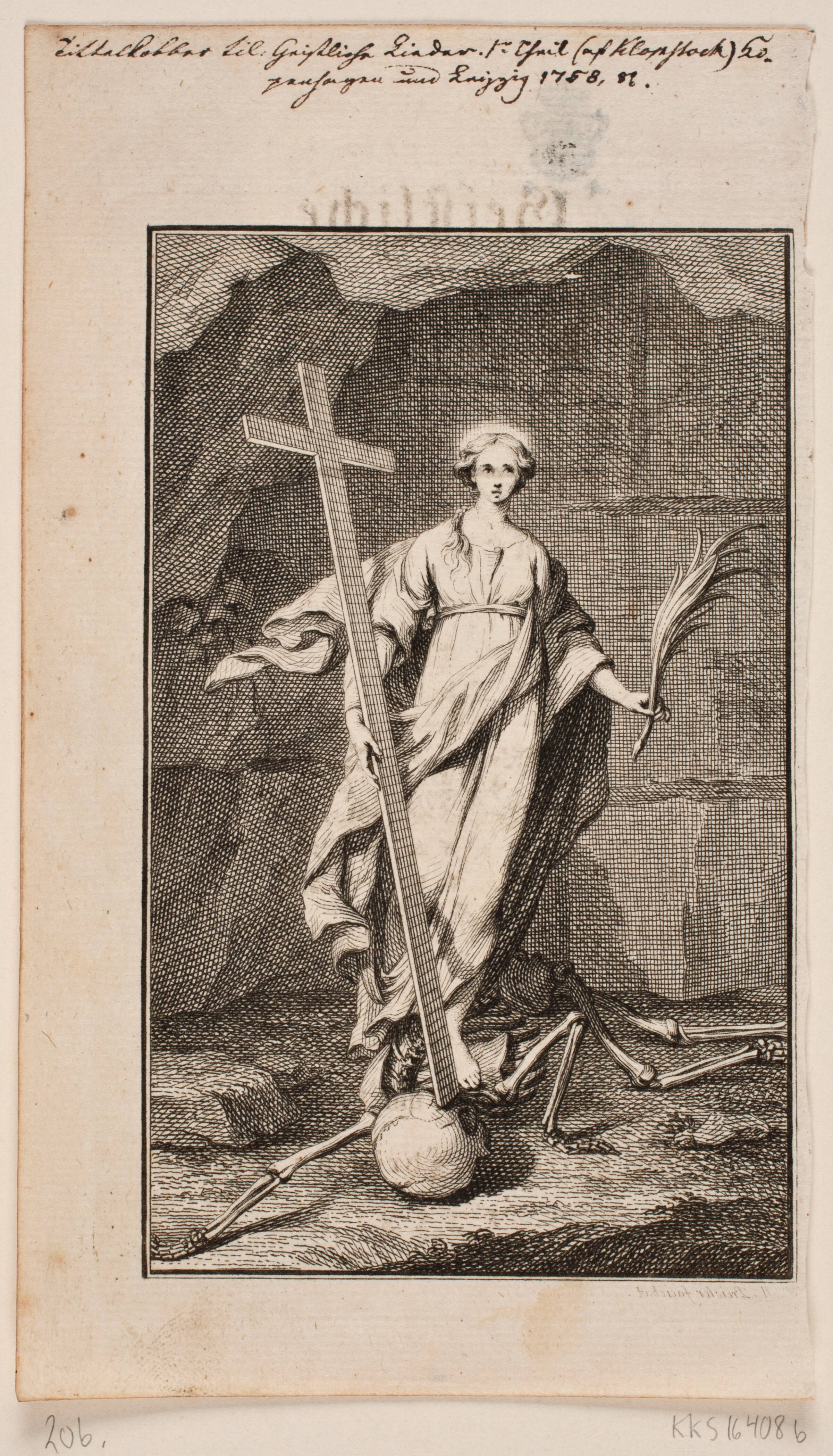 "Religionen". Titelkobber til Geistliche Lieder, J.M. Preisler, 1758