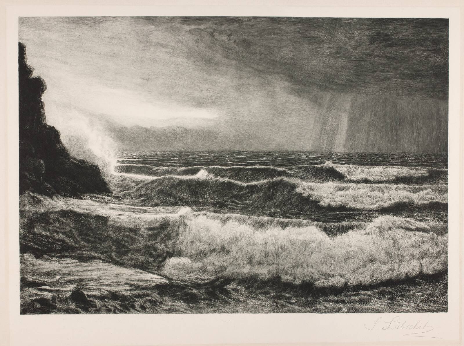 Brænding ved Bornholm, John Lübschitz, 1858-1941