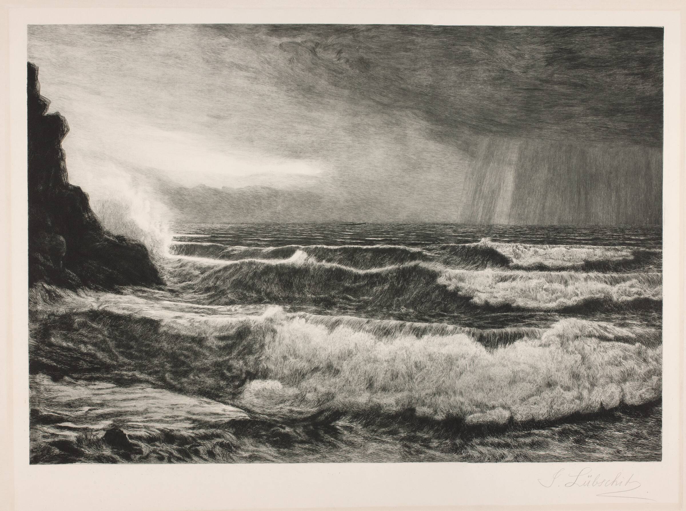 Brænding ved Bornholm, John Lübschitz, 1858-1941