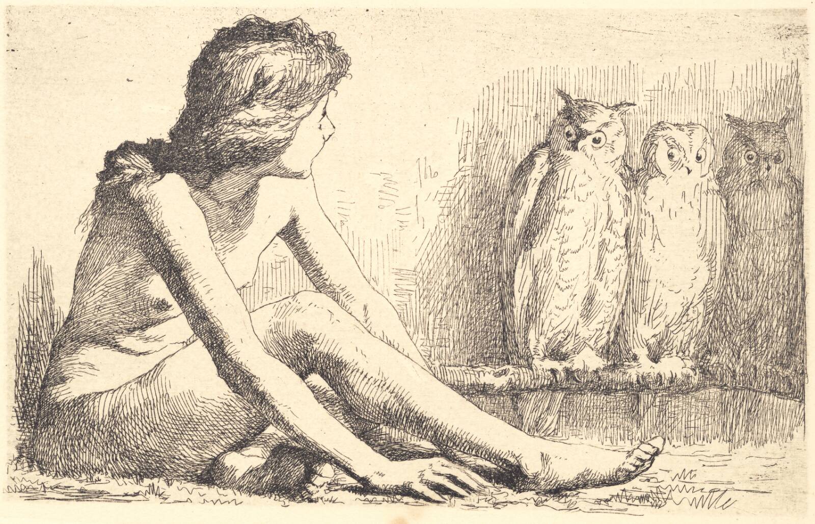 Pigen med uglerne, Frans Schwartz, 1901