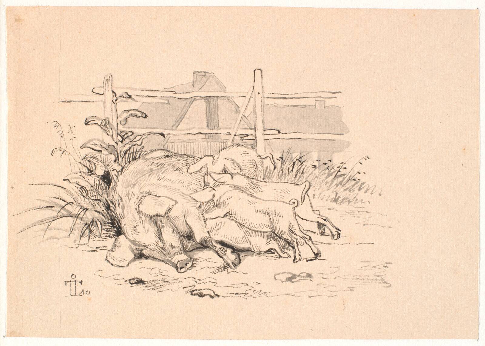Grisene, Johan Thomas Lundbye, 1843