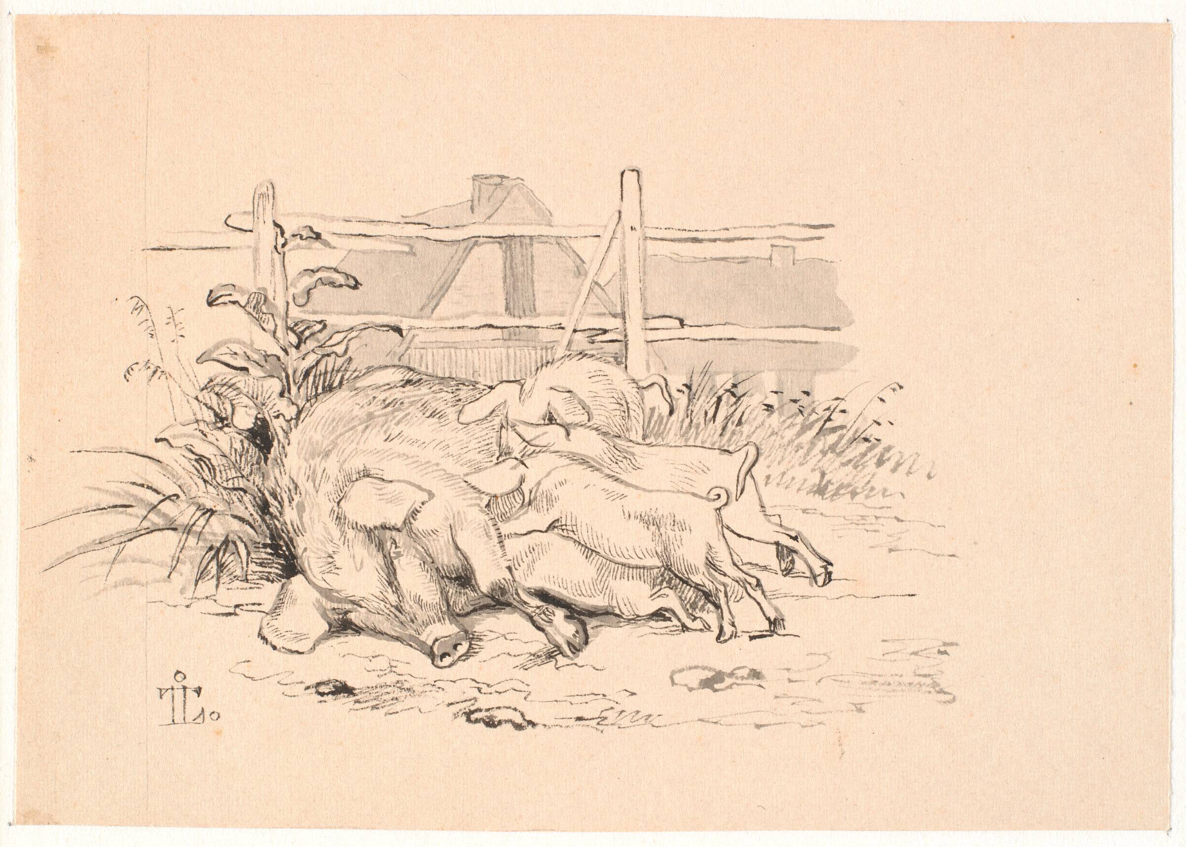 Grisene, Johan Thomas Lundbye, 1843