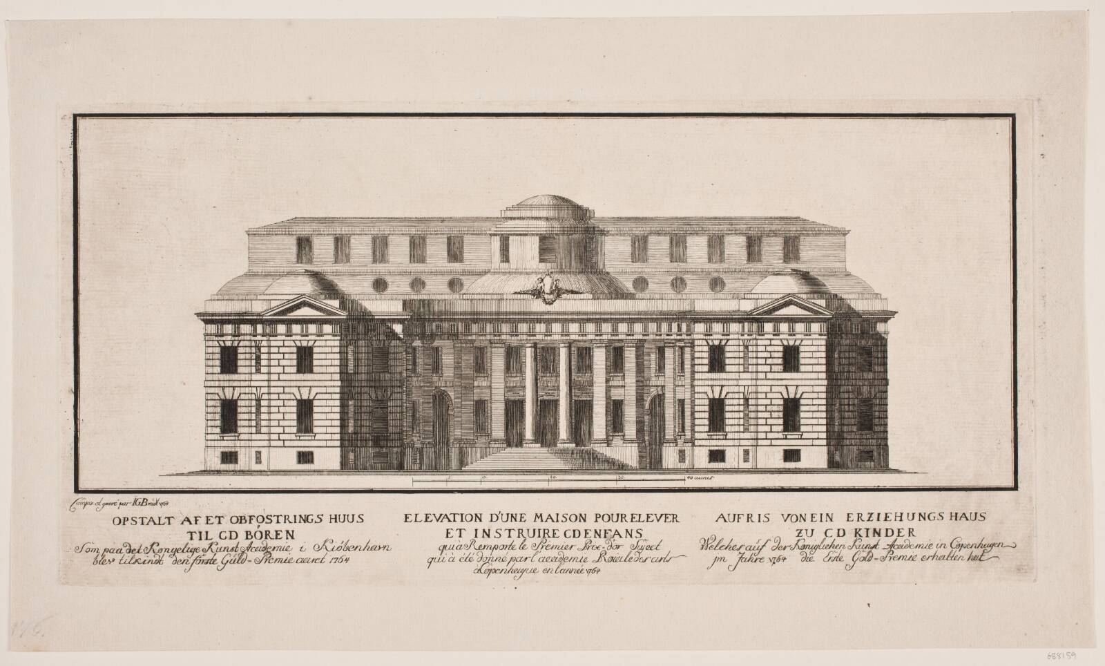 "Opstalt af et opfostringshus", J.G. Bradt, 1764