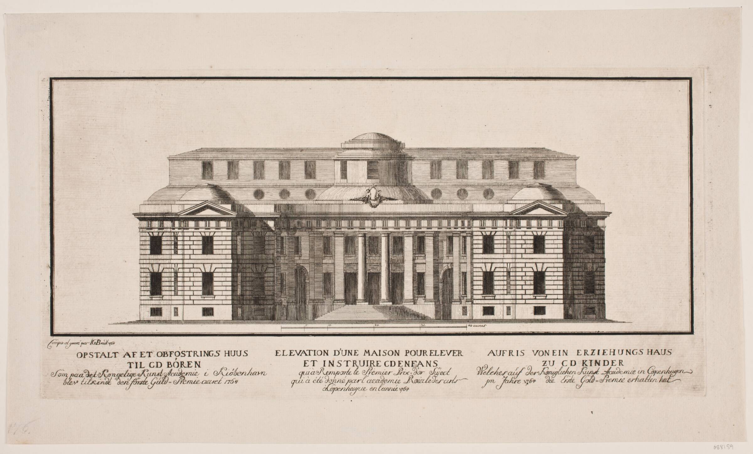 "Opstalt af et opfostringshus", J.G. Bradt, 1764
