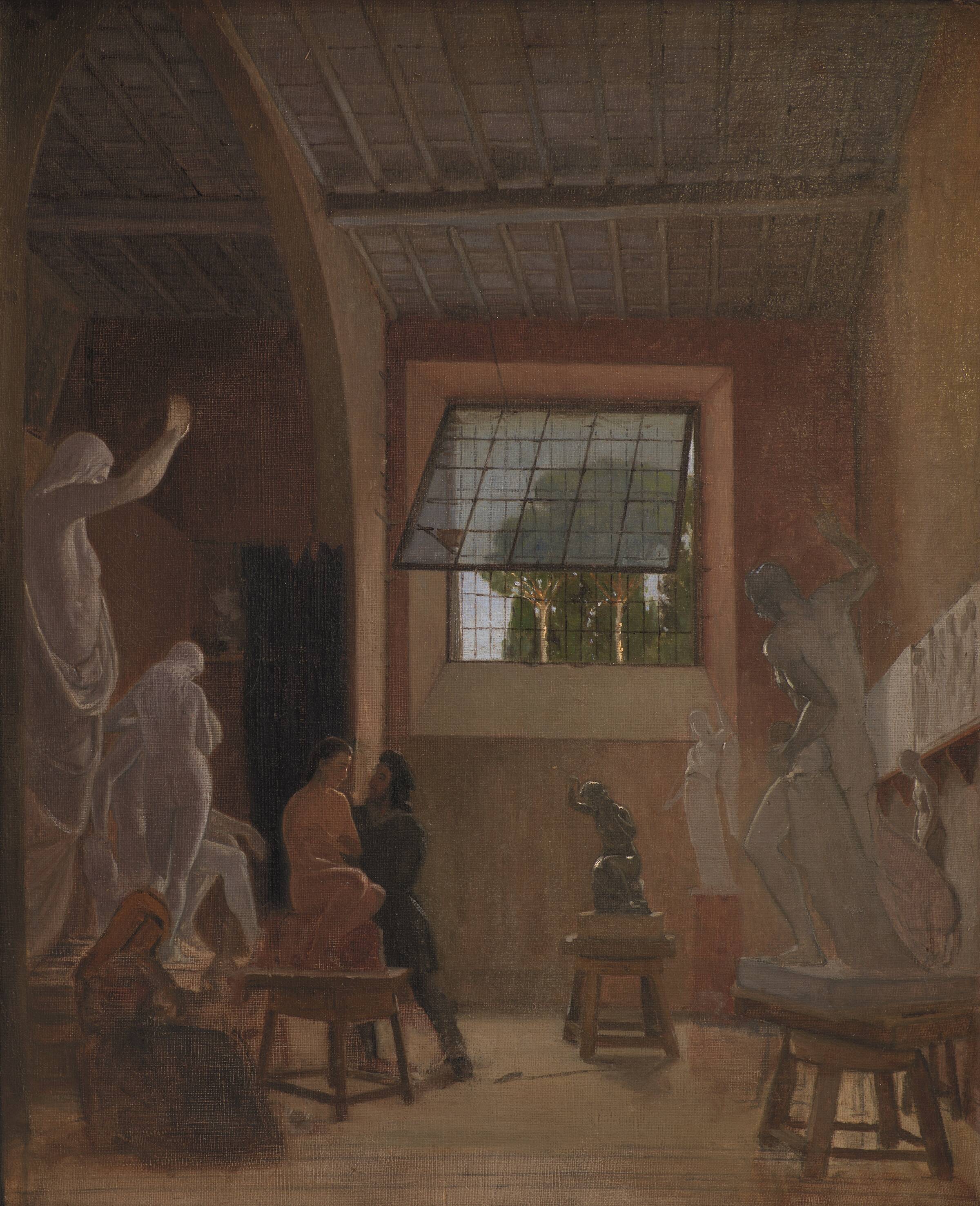 Billedhuggeren Jens Adolph Jerichau i sit atelier i Rom, David Jacobsen, 1871