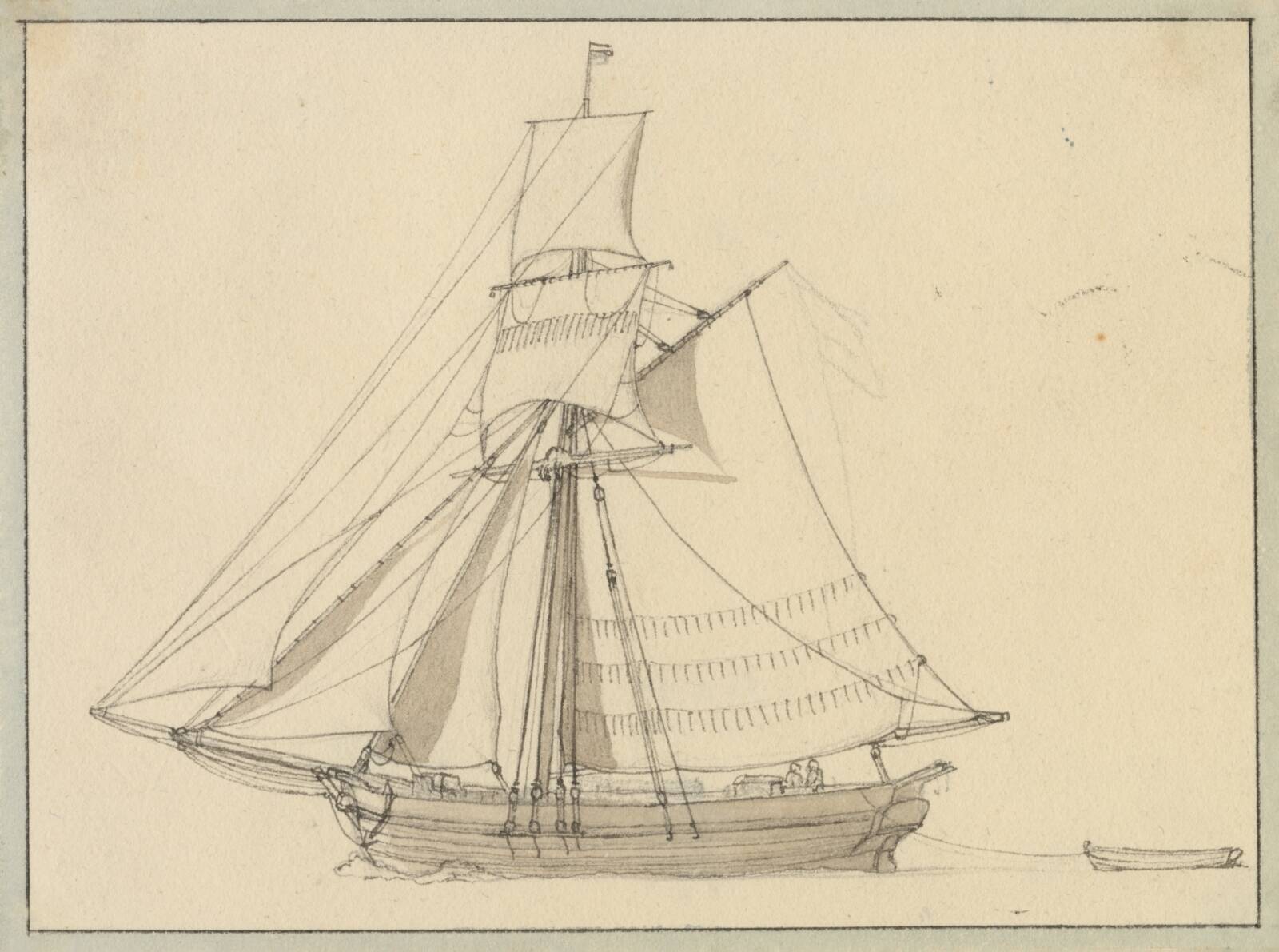 En slup under sejl., C.W. Eckersberg, 1783-1853
