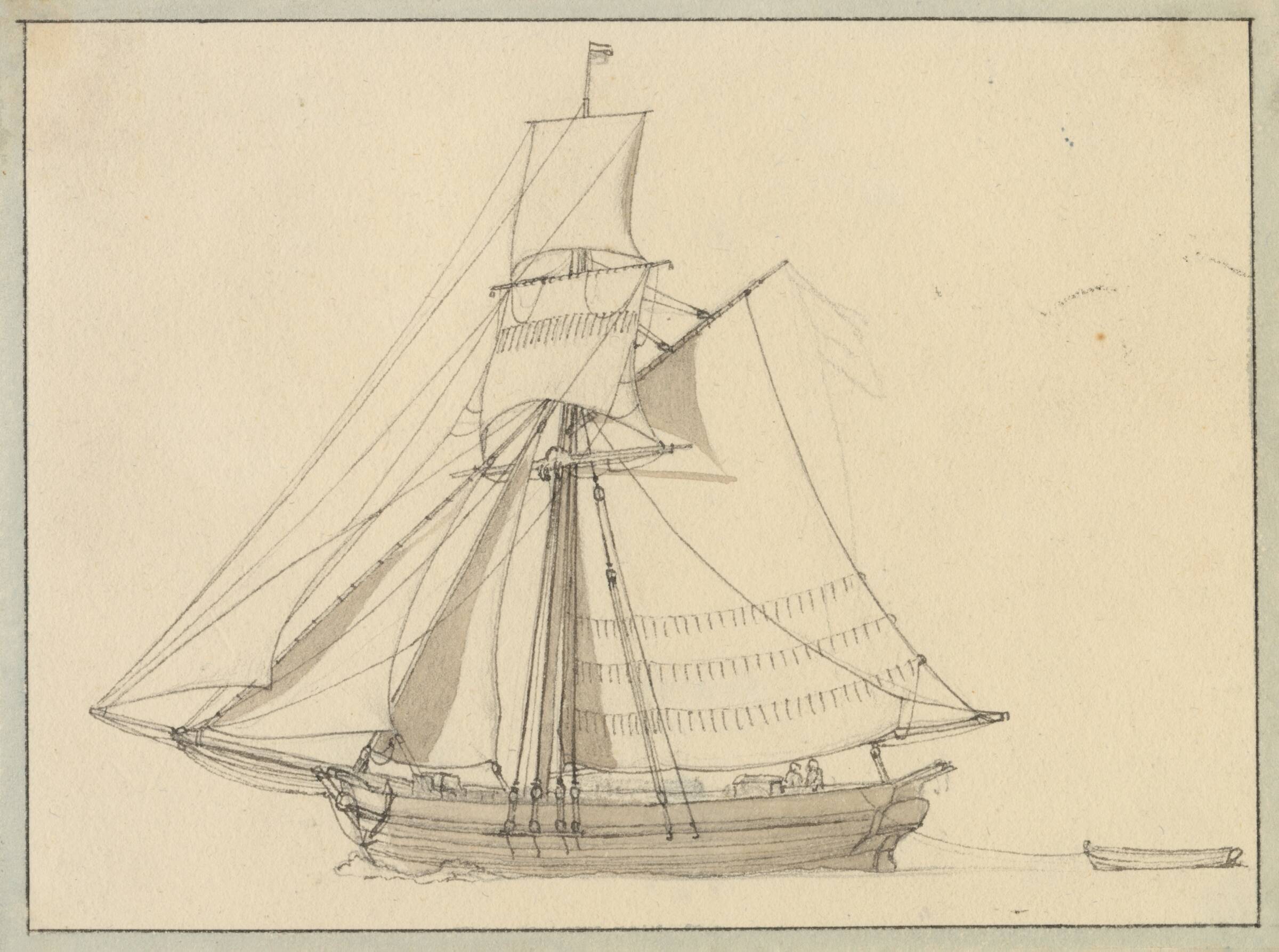 En slup under sejl., C.W. Eckersberg, 1783-1853