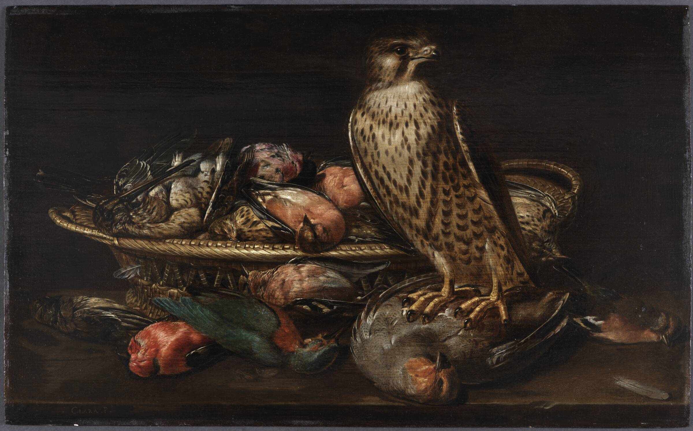 Stilleben med vandrefalk og fugle, Clara Peeters, 1615