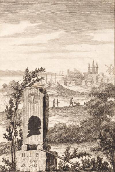 Mindestøtte for Hans Jakob Paludan. Titelblad til "Beskrivelse over Staden Kalundborg"