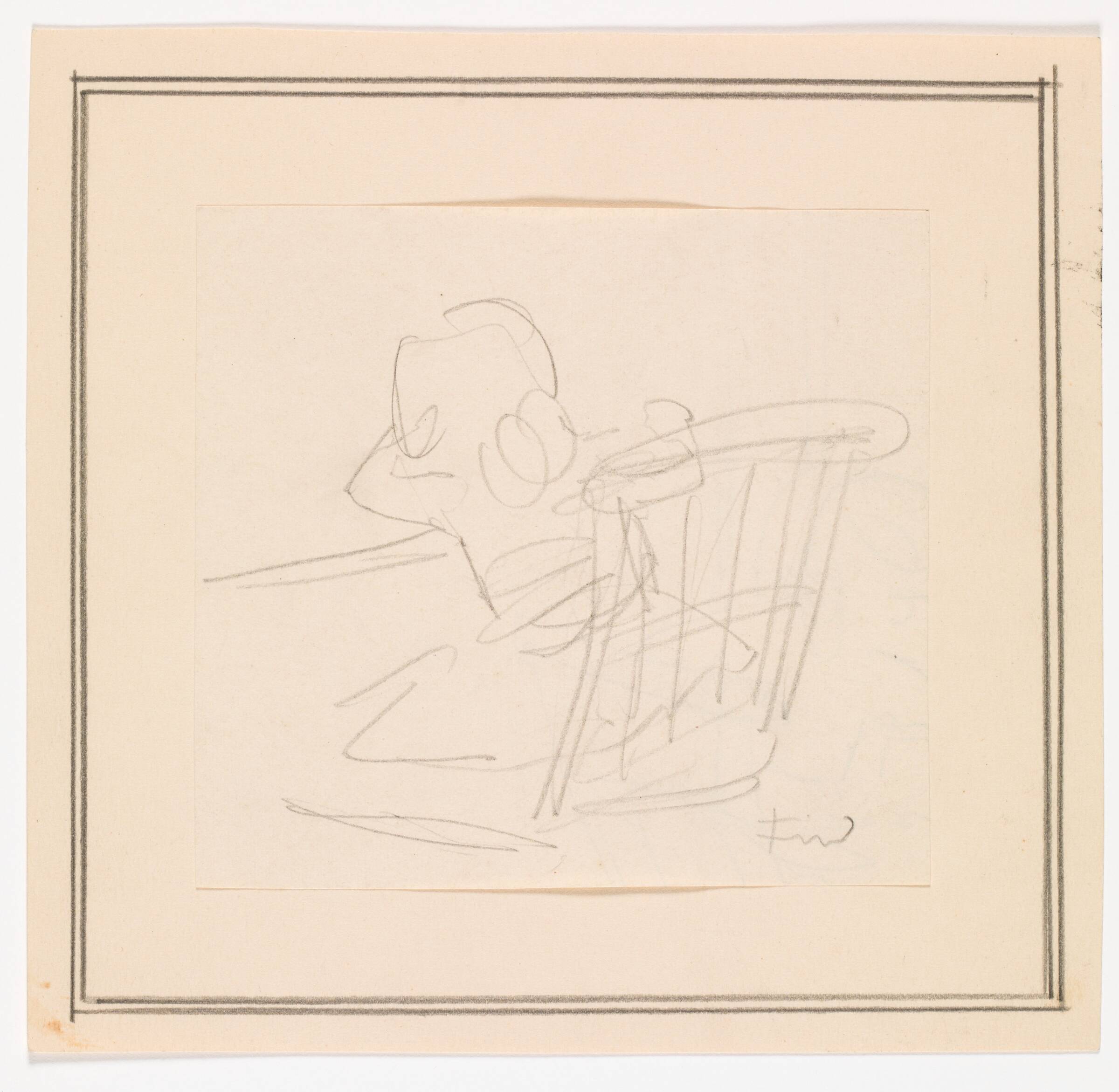 Rygvendt pige siddende på en stol, Ludvig Find, 1869-1945