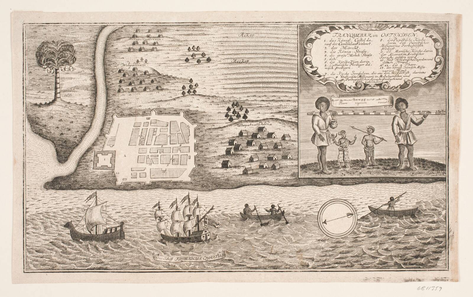 Fugleperspektiv af Trankebar, Michael Rössler, 1700-1724