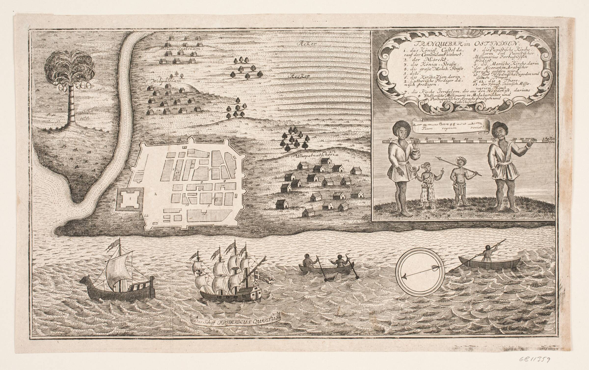 Fugleperspektiv af Trankebar, Michael Rössler, 1700-1724