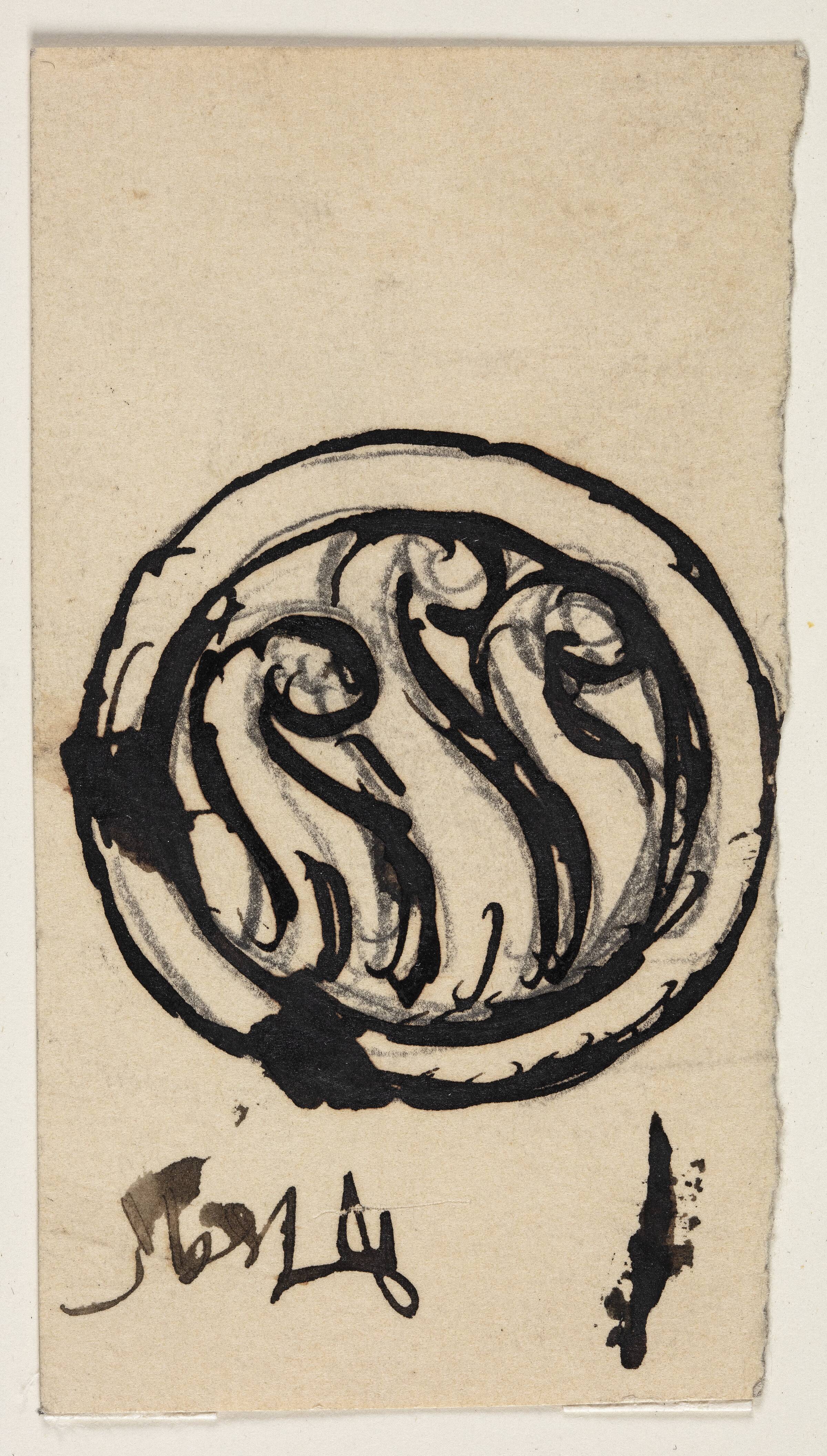 Studie til tallerken eller fad, Thorvald Bindesbøll, 1895