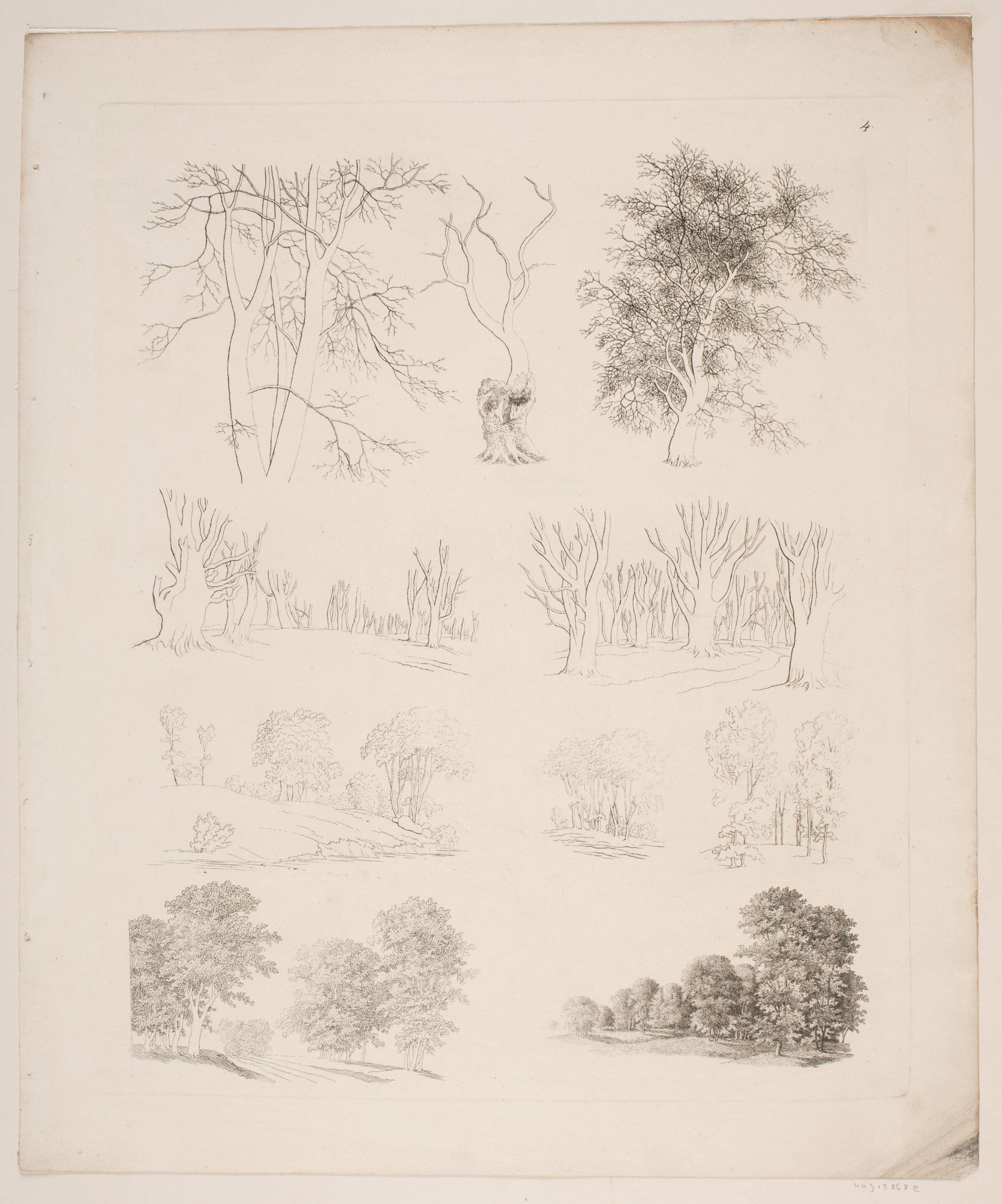 "Studier efter Naturen med Hensyn til Landskabstegning af S.H. Petersen", nr. 4, Søren Henrik Petersen, 1816