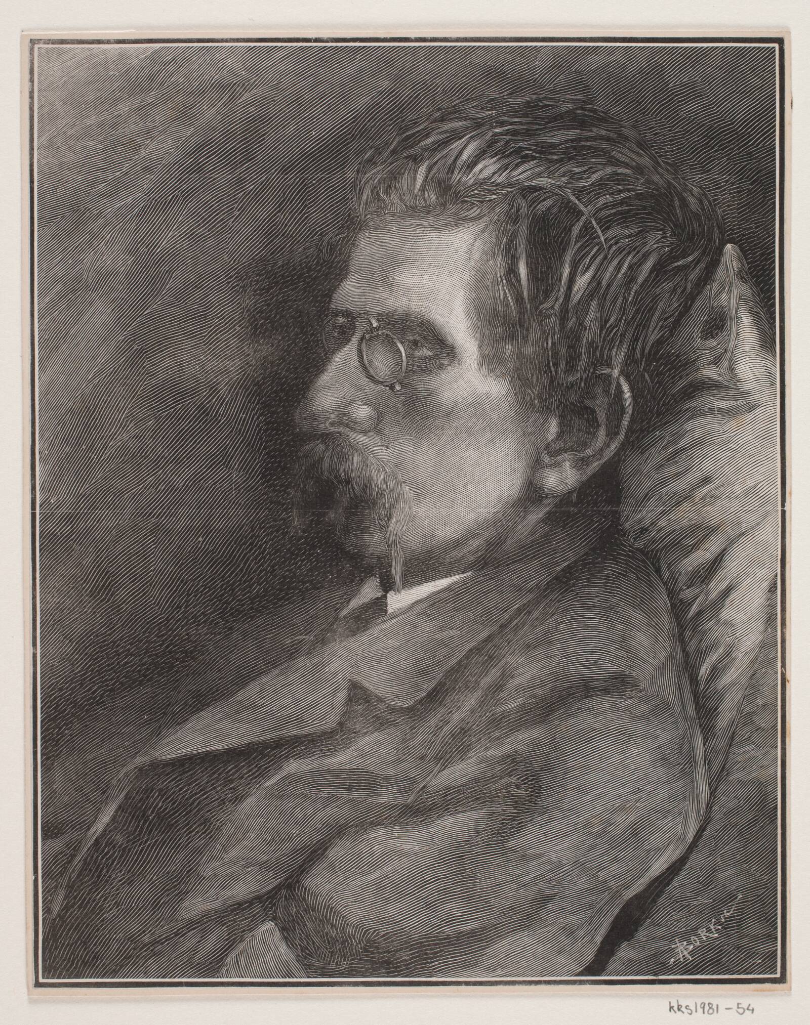 Portræt af J.P. Jacobsen, André Bork, 1885