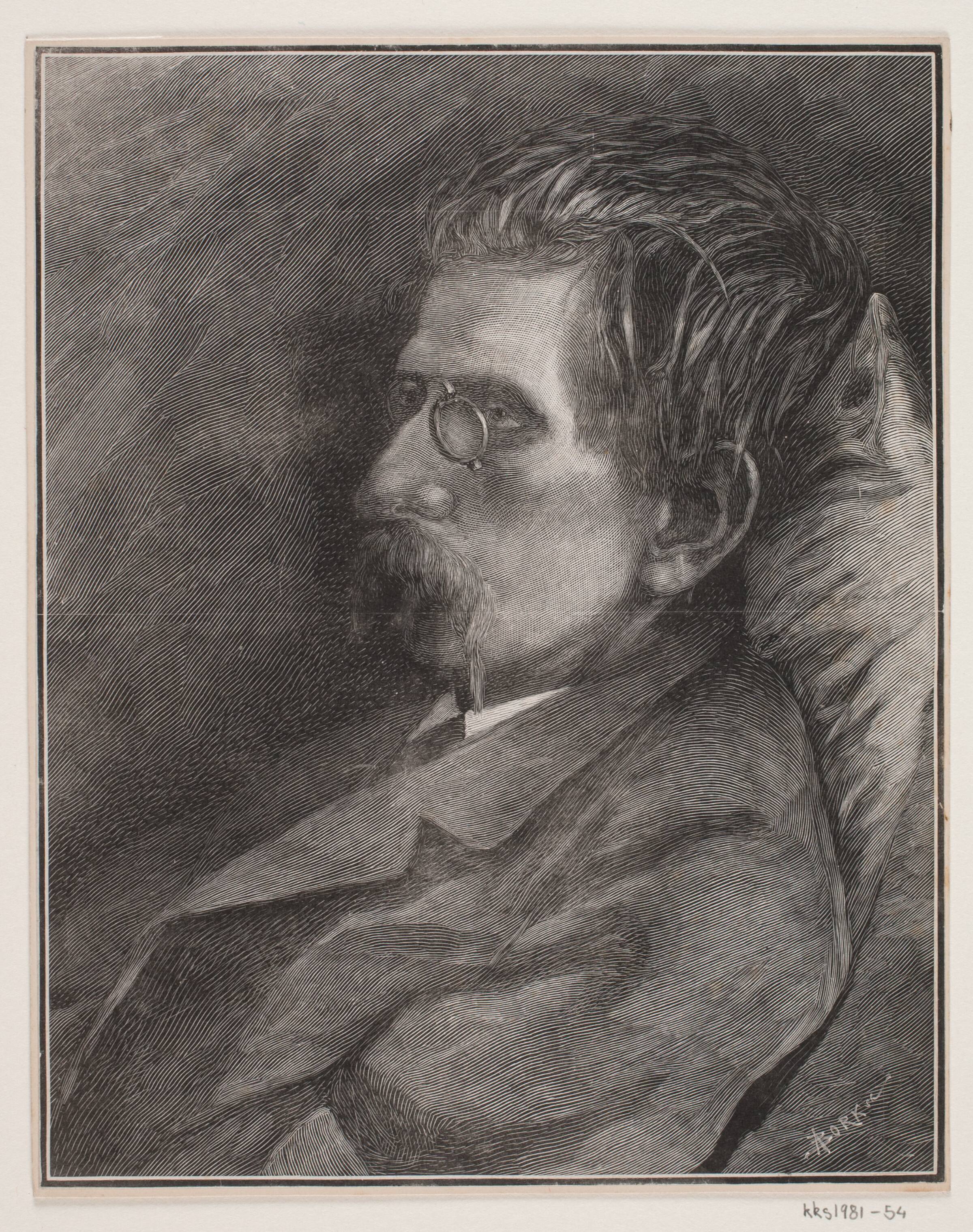 Portræt af J.P. Jacobsen, André Bork, 1885
