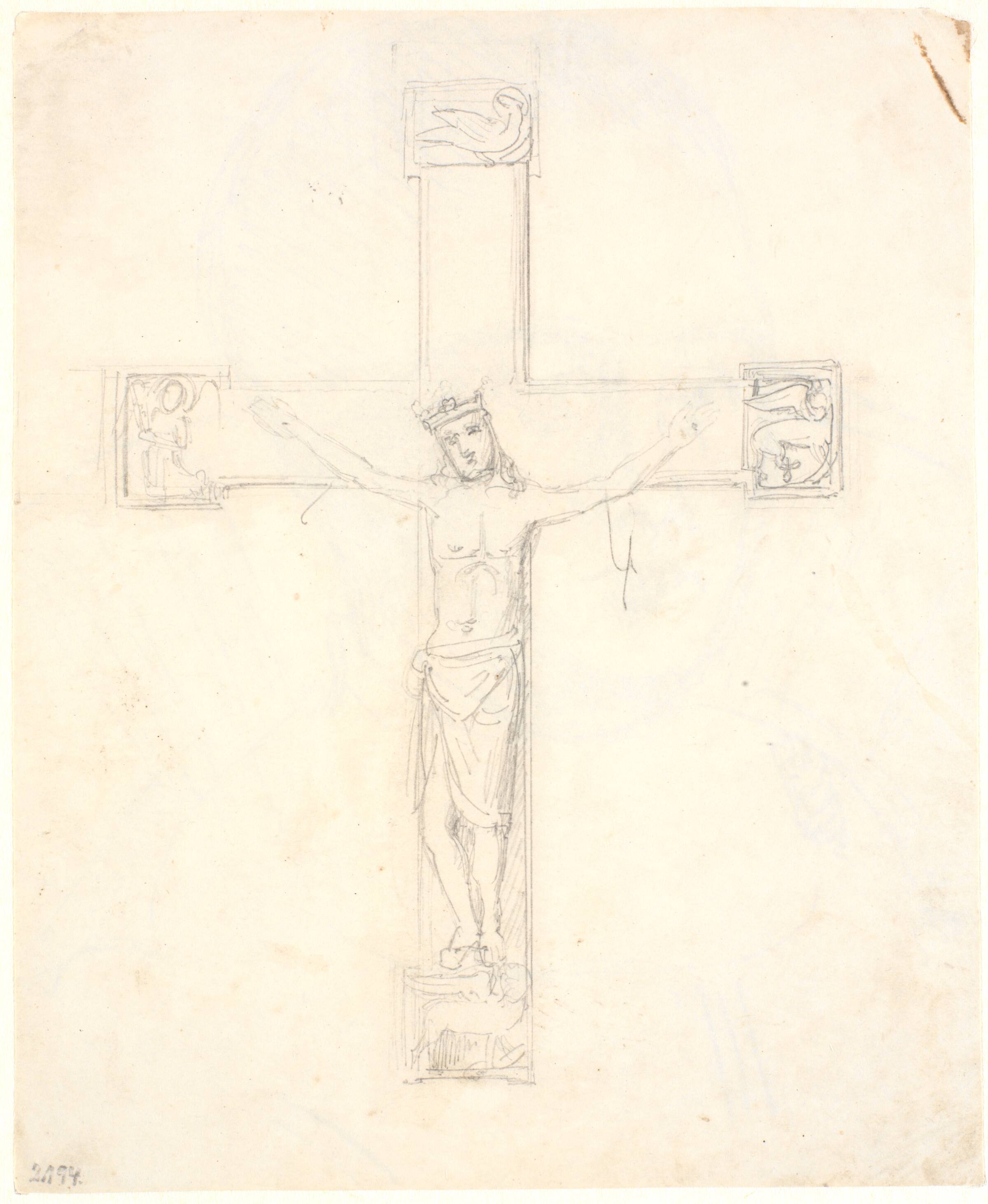 Et krucifix, tegnet efter et arbejde i Nationalmuseet, Dankvart Dreyer, 1831-1852