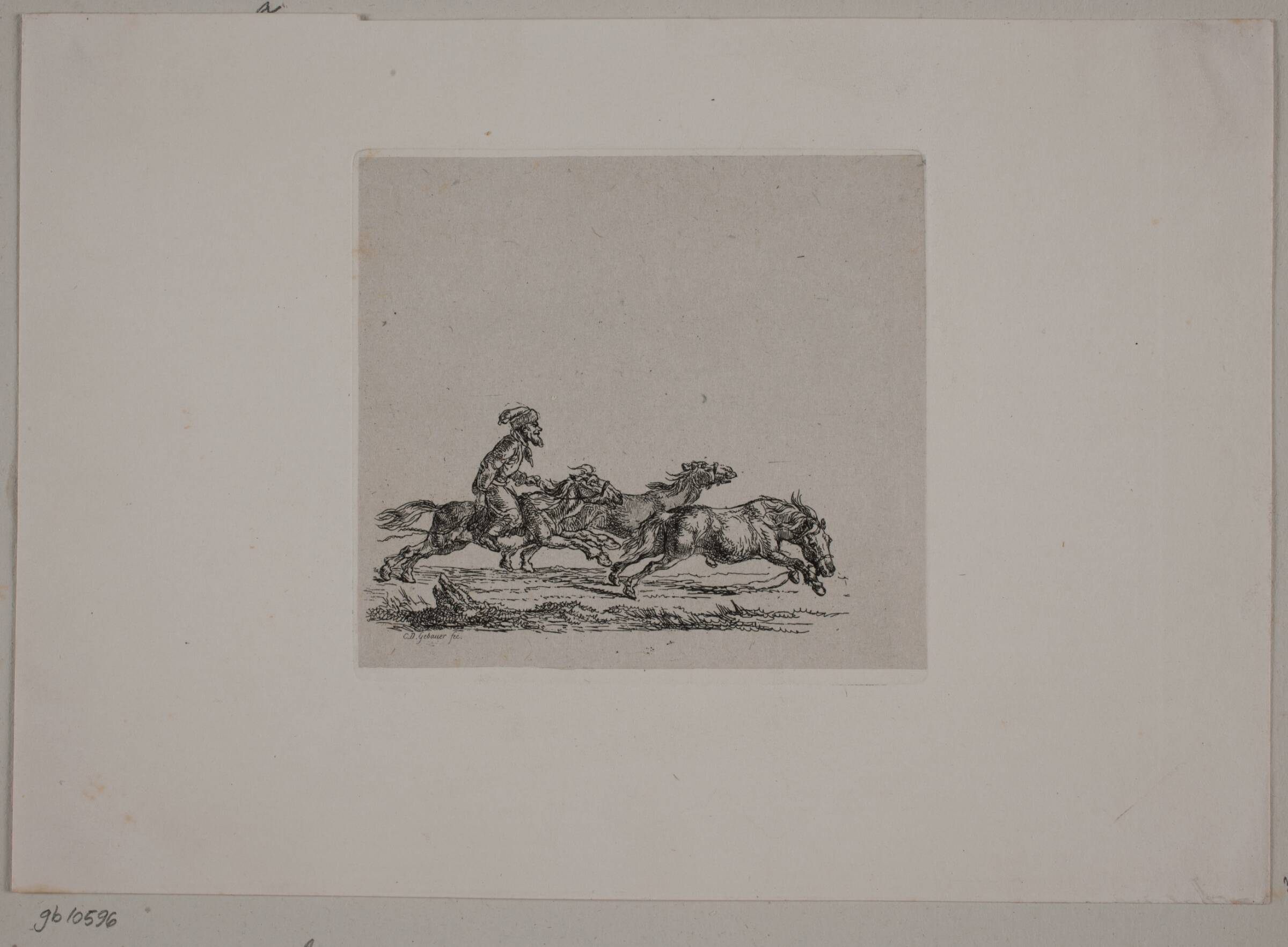 En kosak, som fanger heste, Christian David Gebauer, 1813