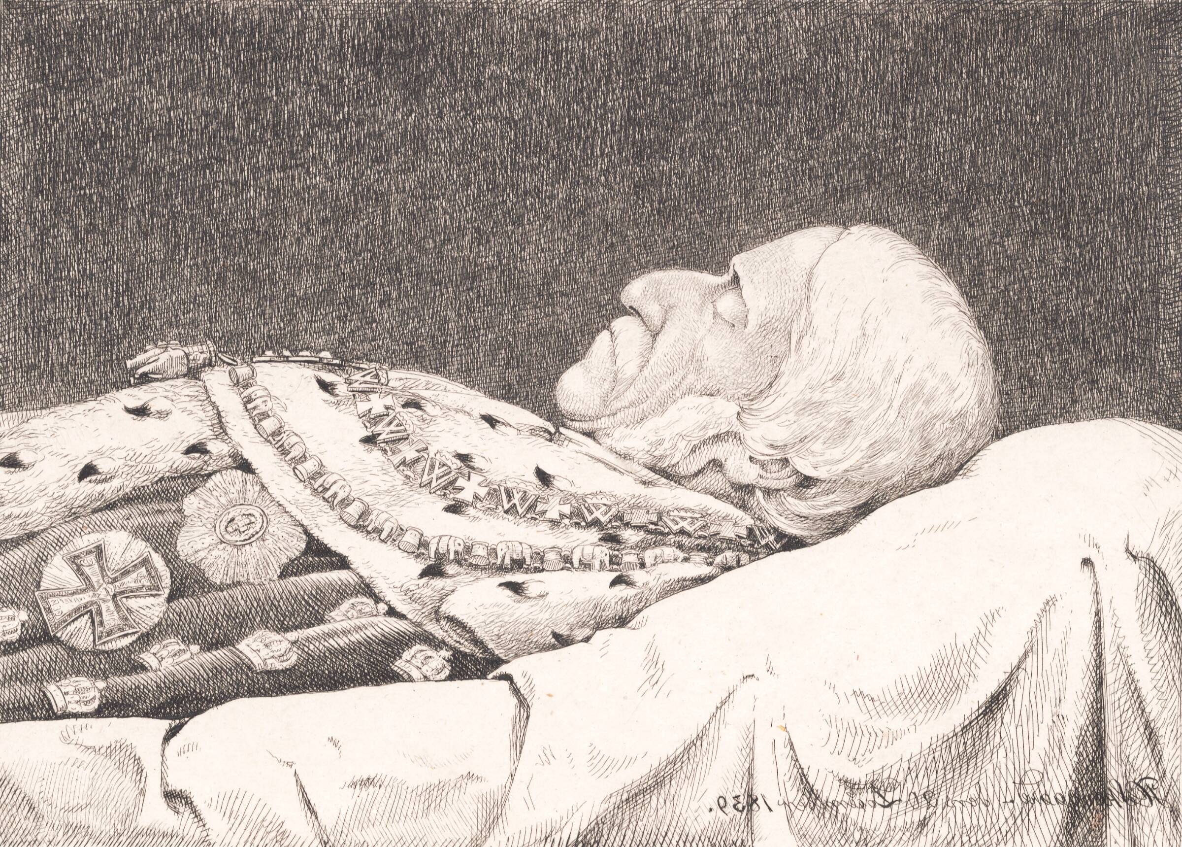 Frederik 6. på lit de parade, P.C. Skovgaard, 1839