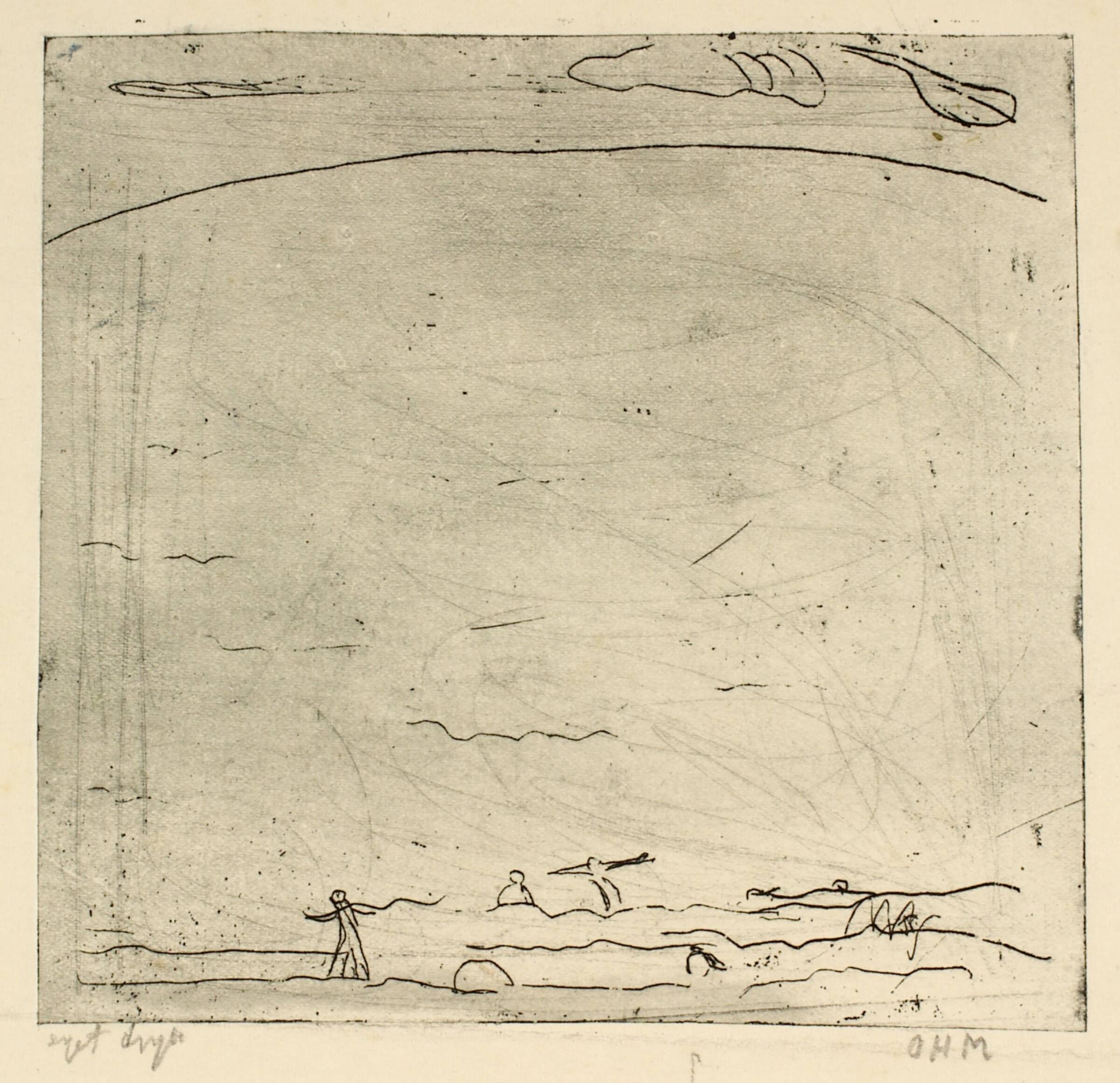 Havet med badende, Olivia Holm-Møller, 1875-1970