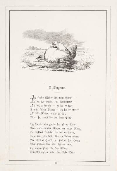 Kyllingerne. Illustration til H.V. Kaalund, "Fabler for Børn"