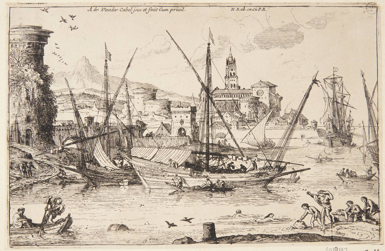 En havn, Adriaen van der Kabel, 1630-1705