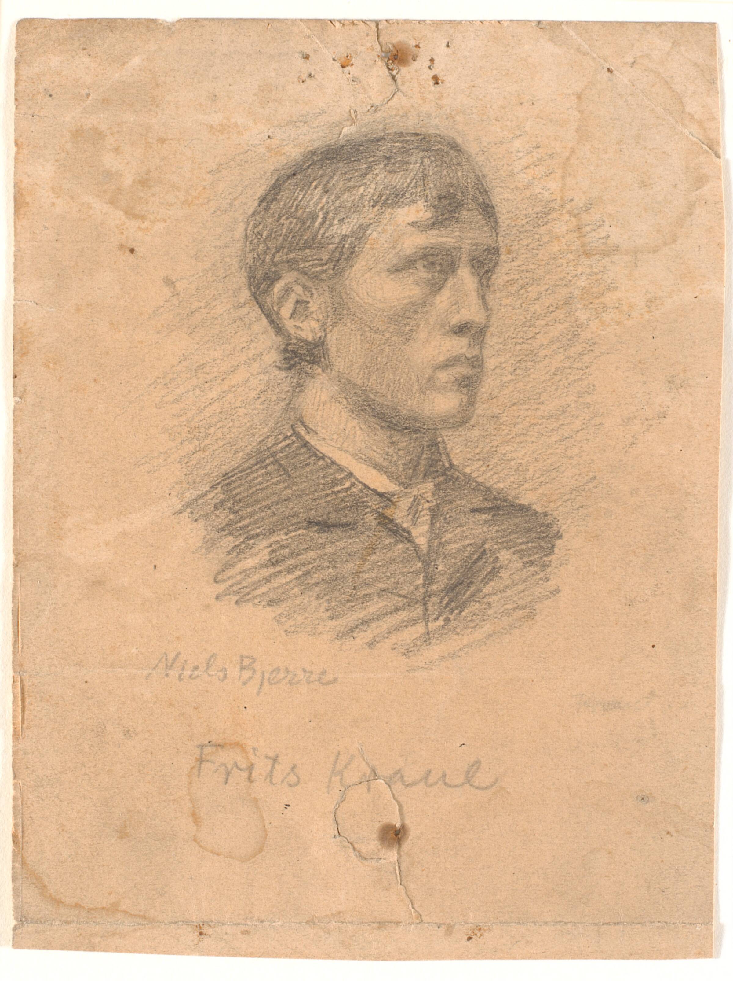 Portræt af maleren Frits Kraul (1862-1935) i 3/4 profil, Niels Bjerre, 1864-1942
