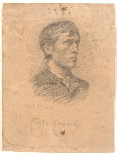 Portræt af maleren Frits Kraul (1862-1935) i 3/4 profil