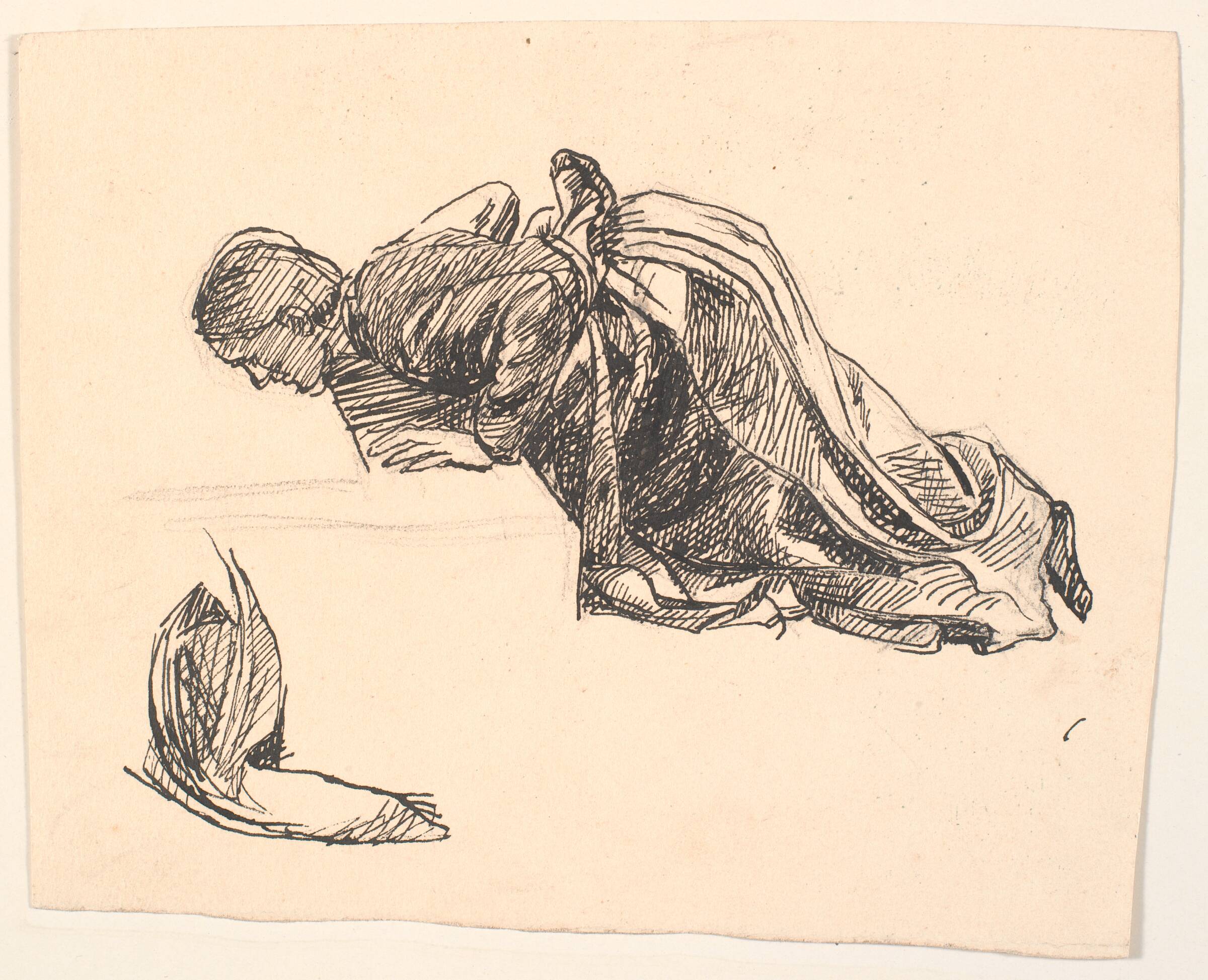 Udkast til moderens figur på: Der har du dine Øjne, sagde Døden..., Fritz Syberg, 1895