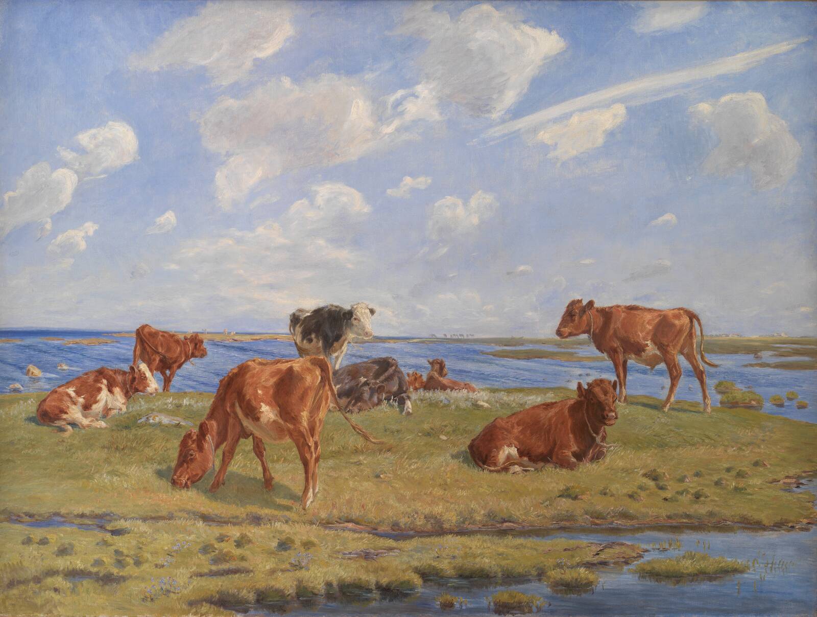 Kalve ved stranden, by Theodor Philipsen, 1896