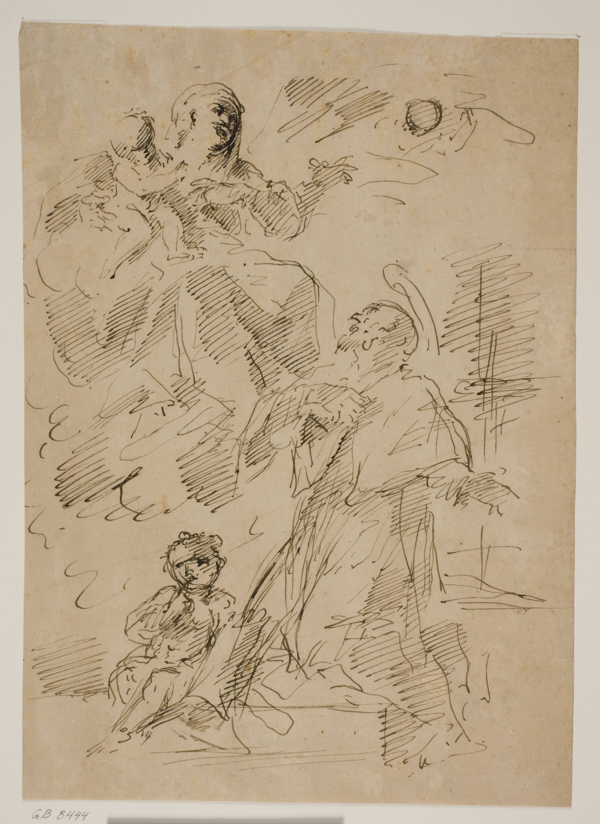 Jomfru Maria med barnet i skyerne, den hellige Johannes af Nepomuk nedenunder, Gaspare Diziani, 1689-1767