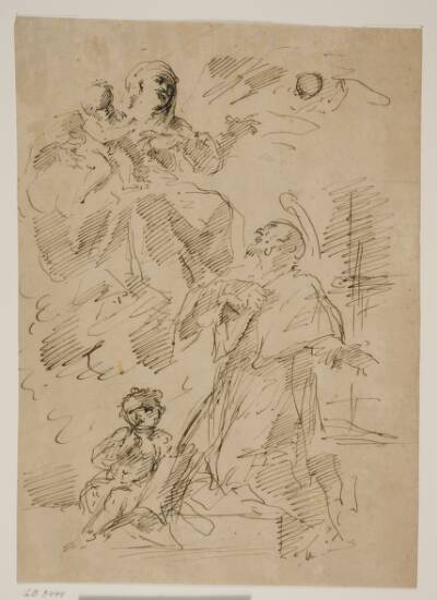 Jomfru Maria med barnet i skyerne, den hellige Johannes af Nepomuk nedenunder