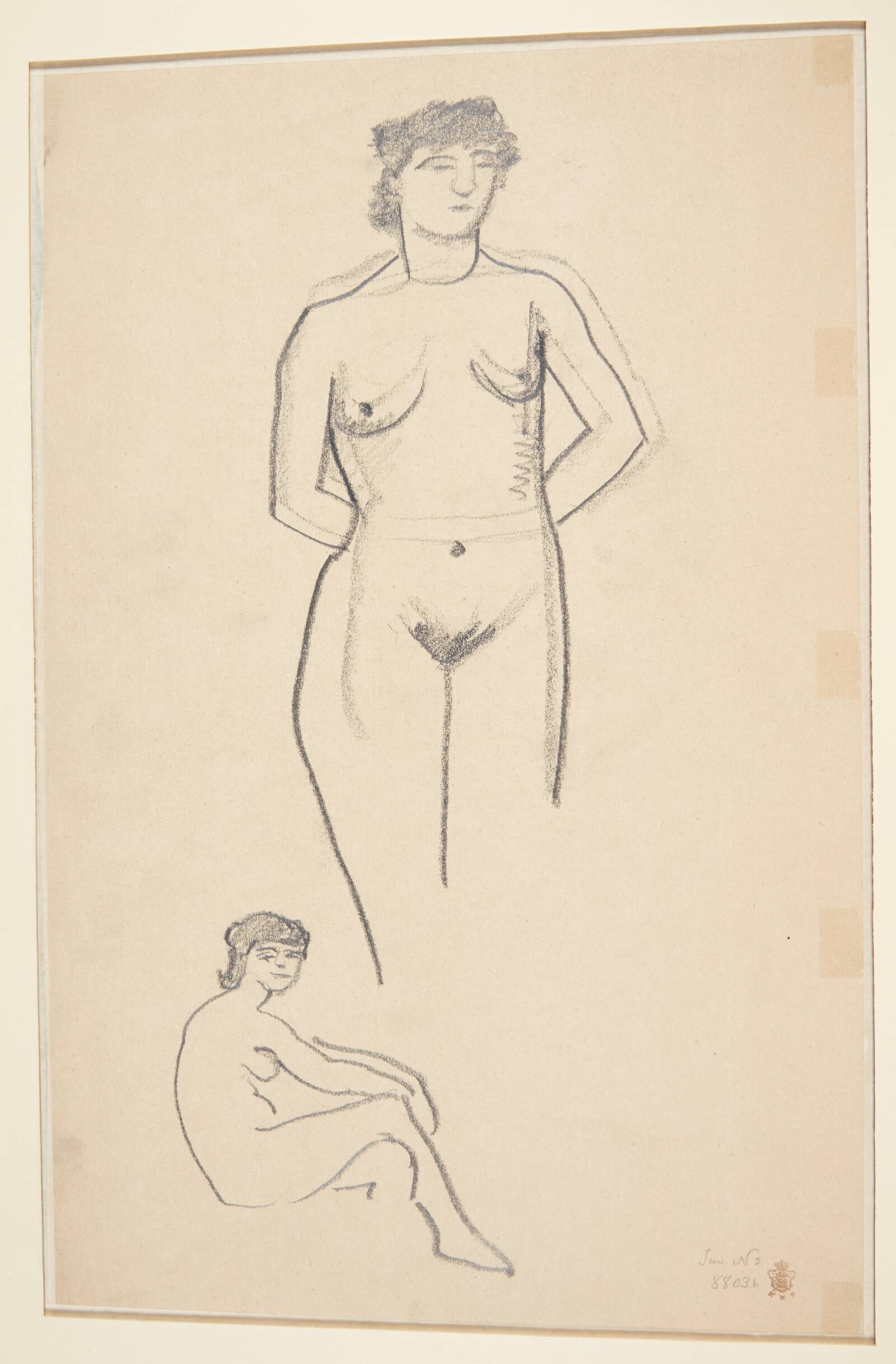Stående og siddende kvindelig model, Harald Giersing, 1907