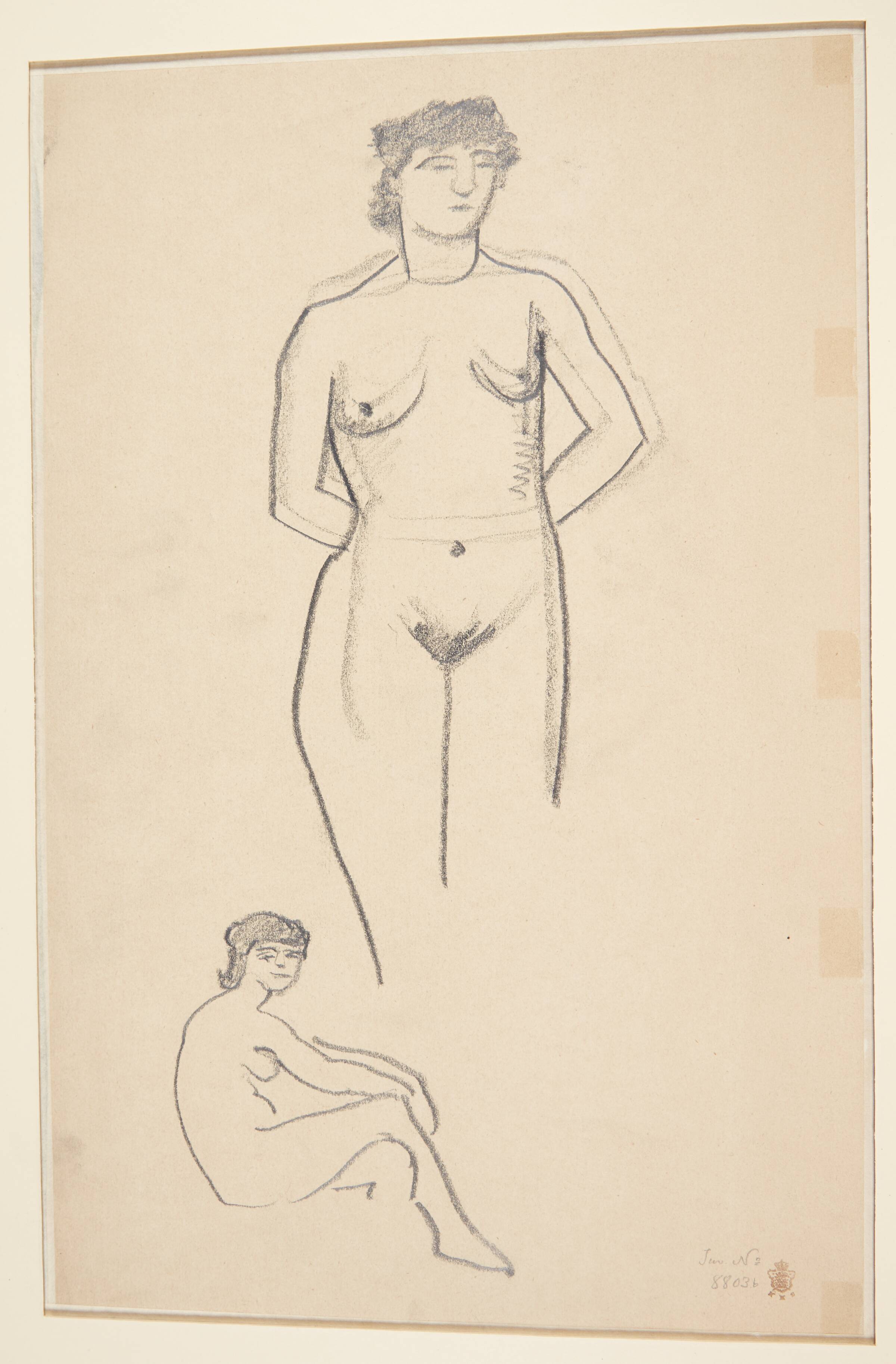 Stående og siddende kvindelig model, Харальд Гирсинг, 1907