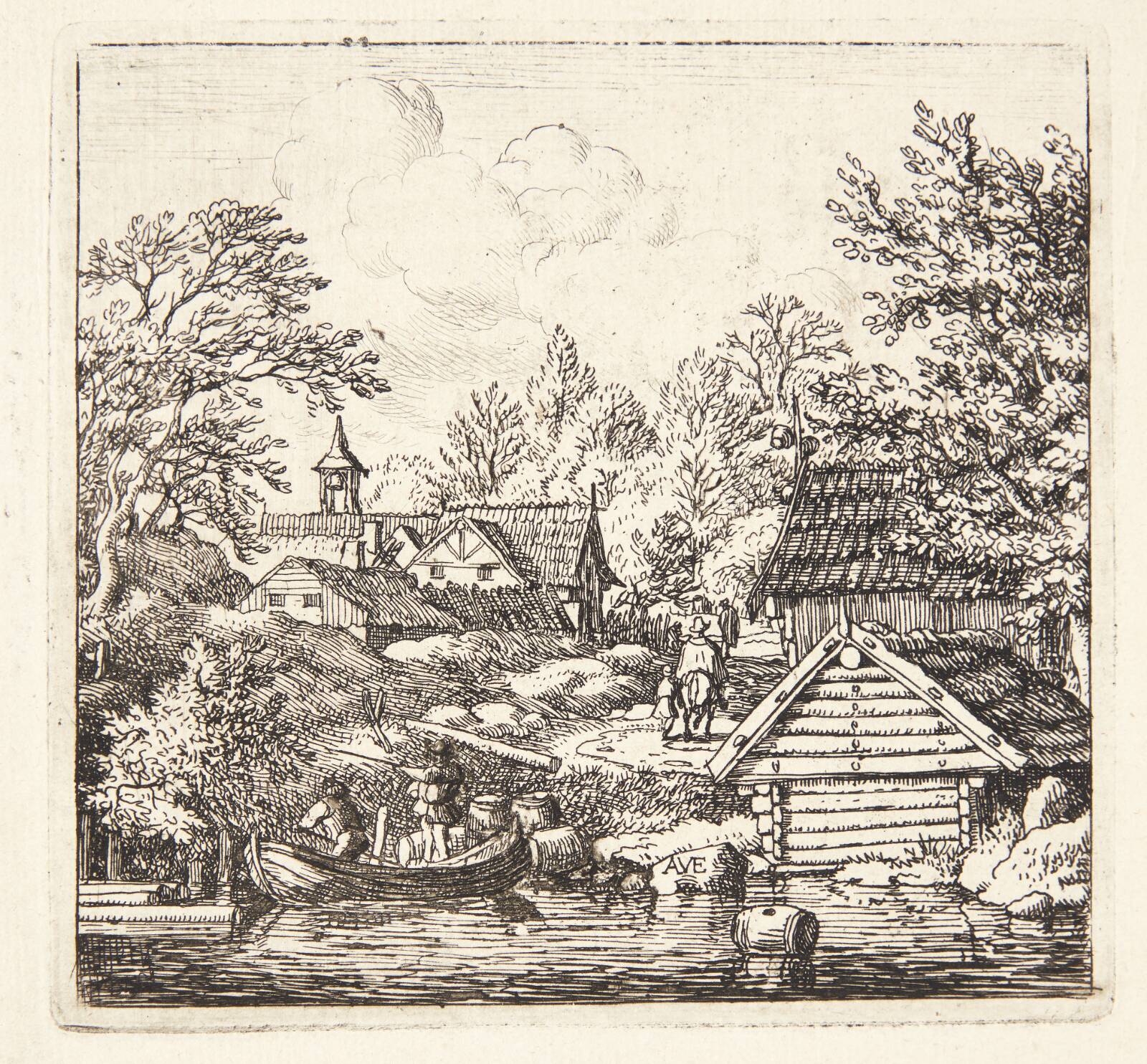 Losning af en pram, Allaert van Everdingen, 1621-1675