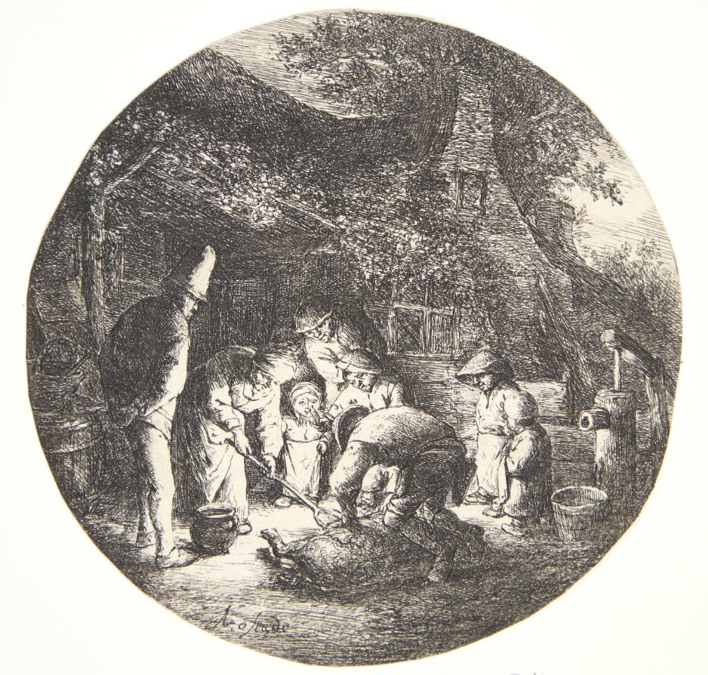 Svinet slagtes, Adriaen van Ostade, 1642