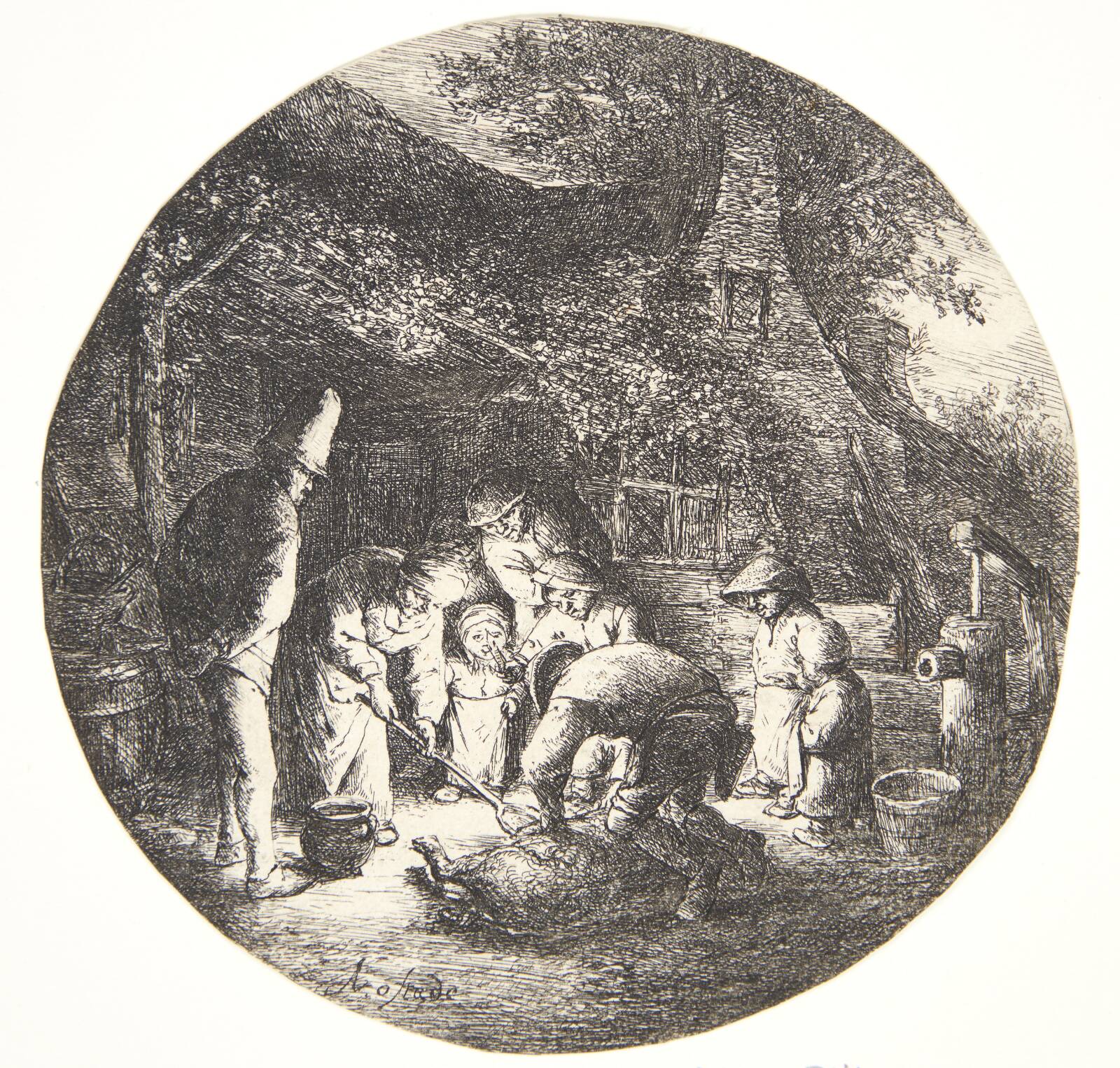 Svinet slagtes, Adriaen van Ostade, 1642