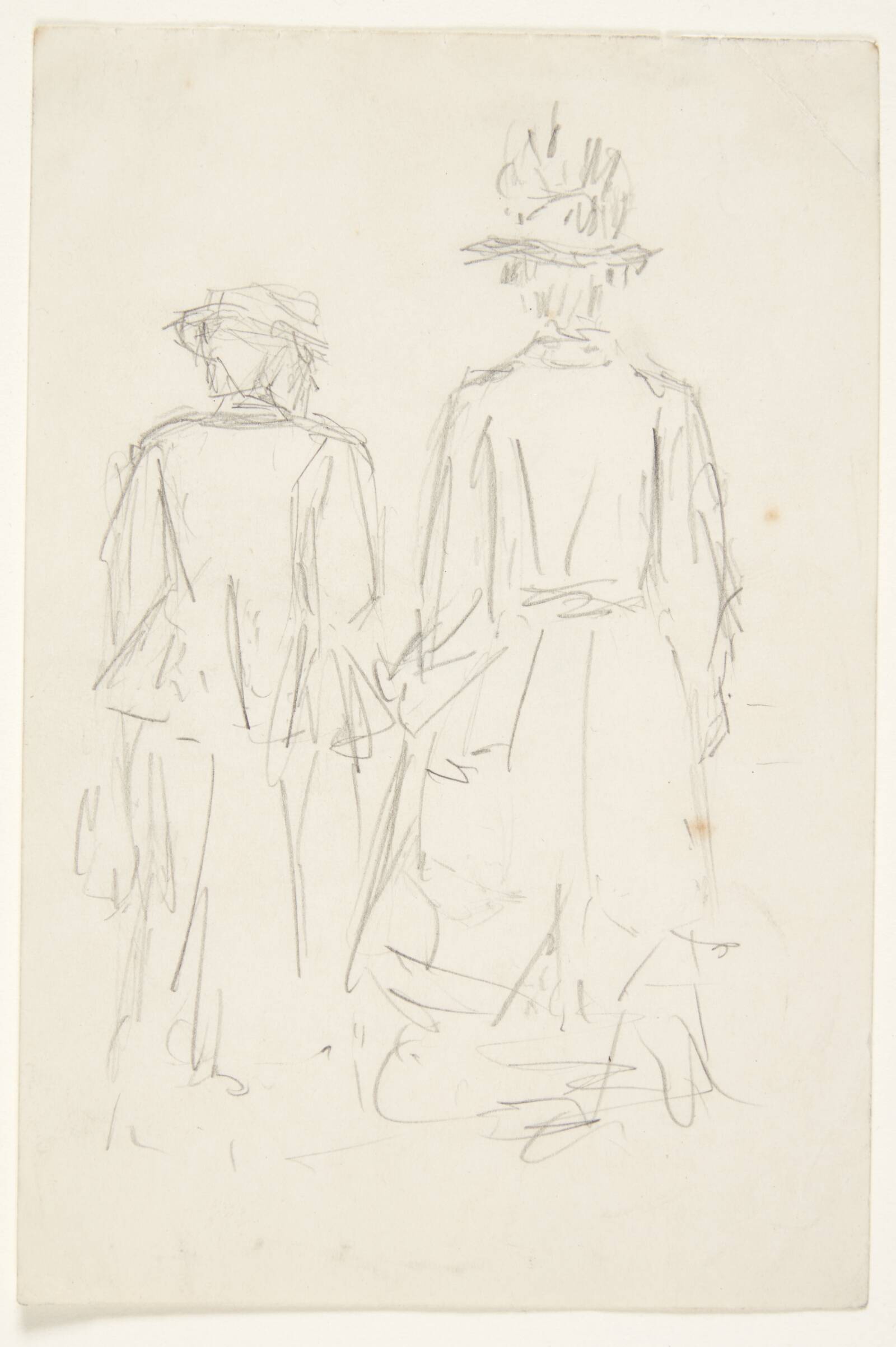 Skitsebogsblad med to damer set bagfra, Aksel Jørgensen, 1905-1909